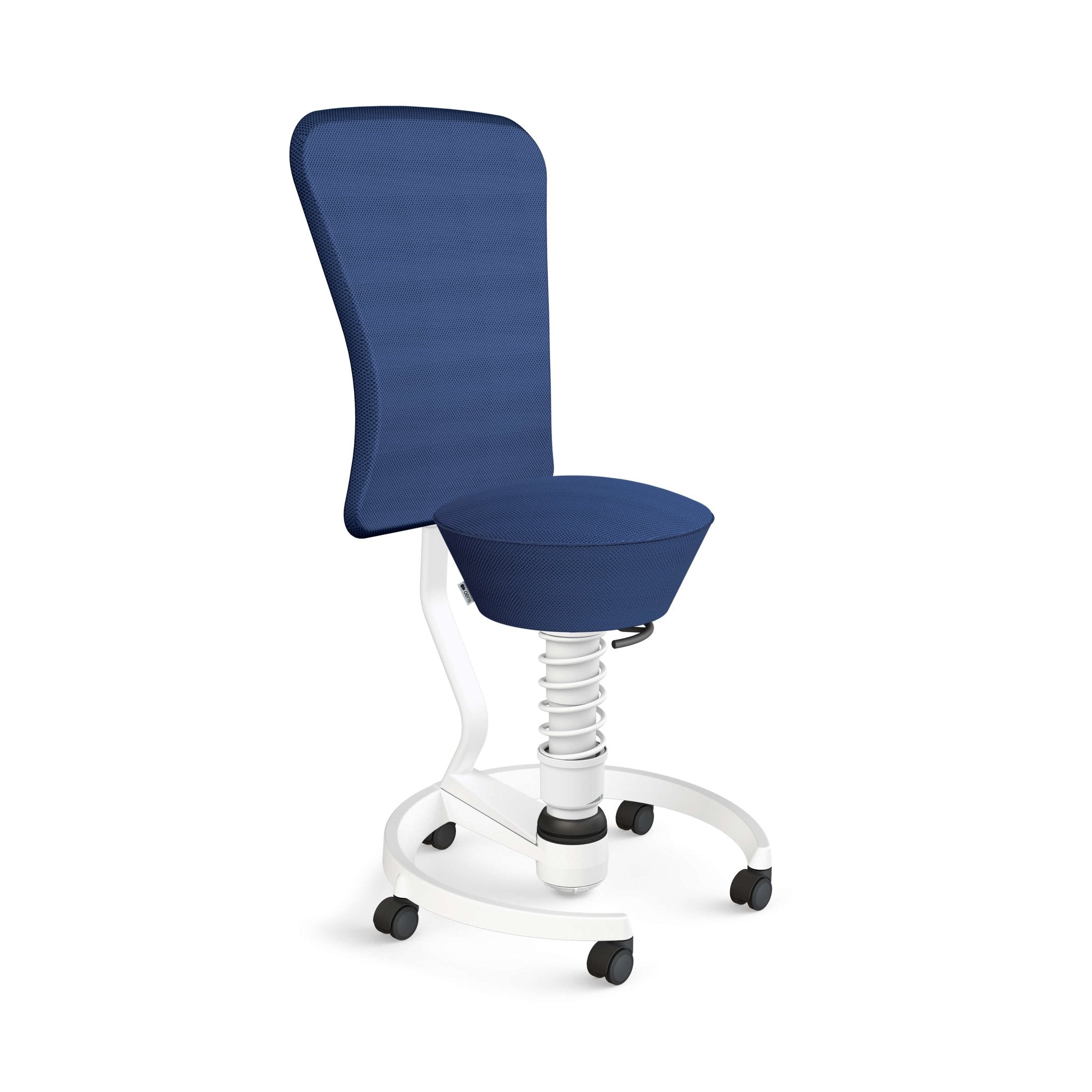 Aeris Swopper Active Sitting Chair with Adjustable Backrest & Casters - Ergonomic Office Stool for Home & Workplace - White - Perfect for Standing Desk Users & Back Pain Relief