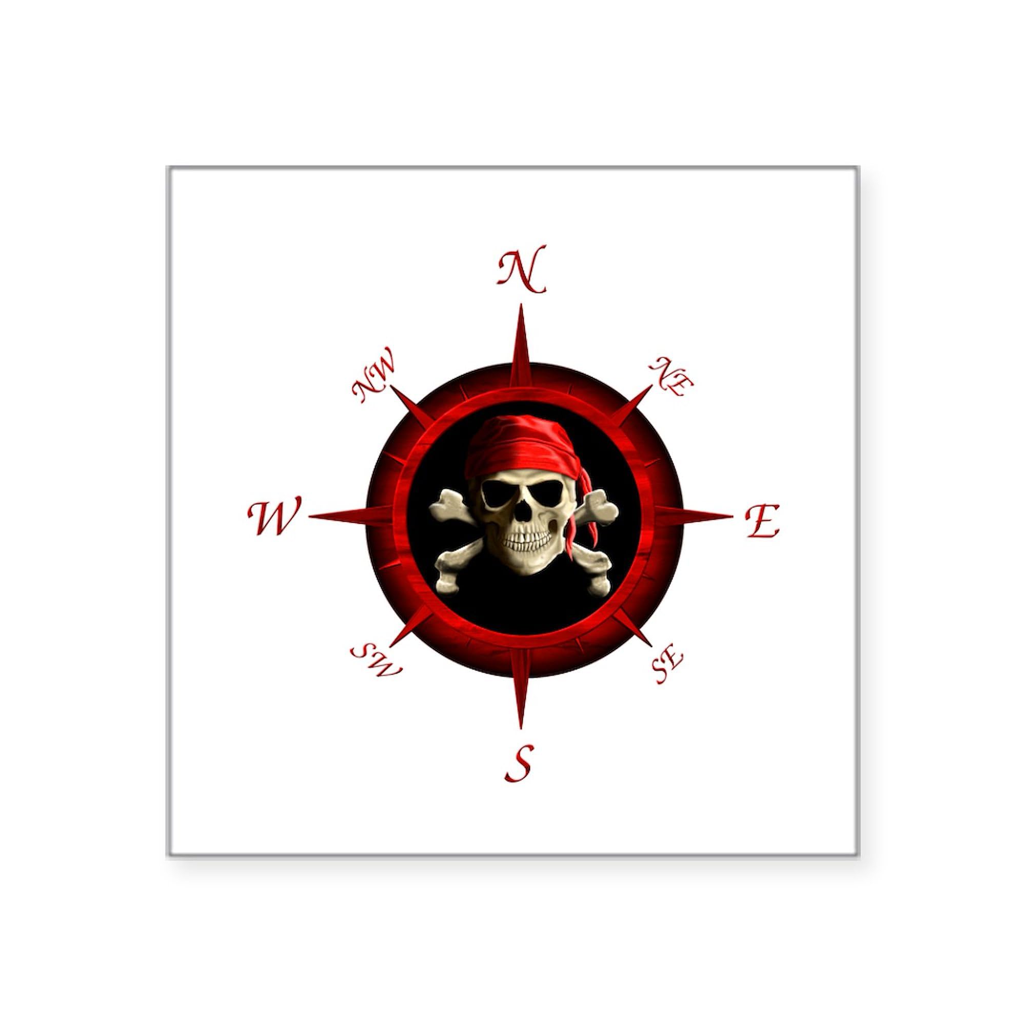 Pirate Compass Rose Sticker - Waterproof Vinyl Decal for Cars, Laptops, Windows - Perfect for Bumper, Boat, Cooler & DIY Projects - Adventure & Nautical Theme Decor
