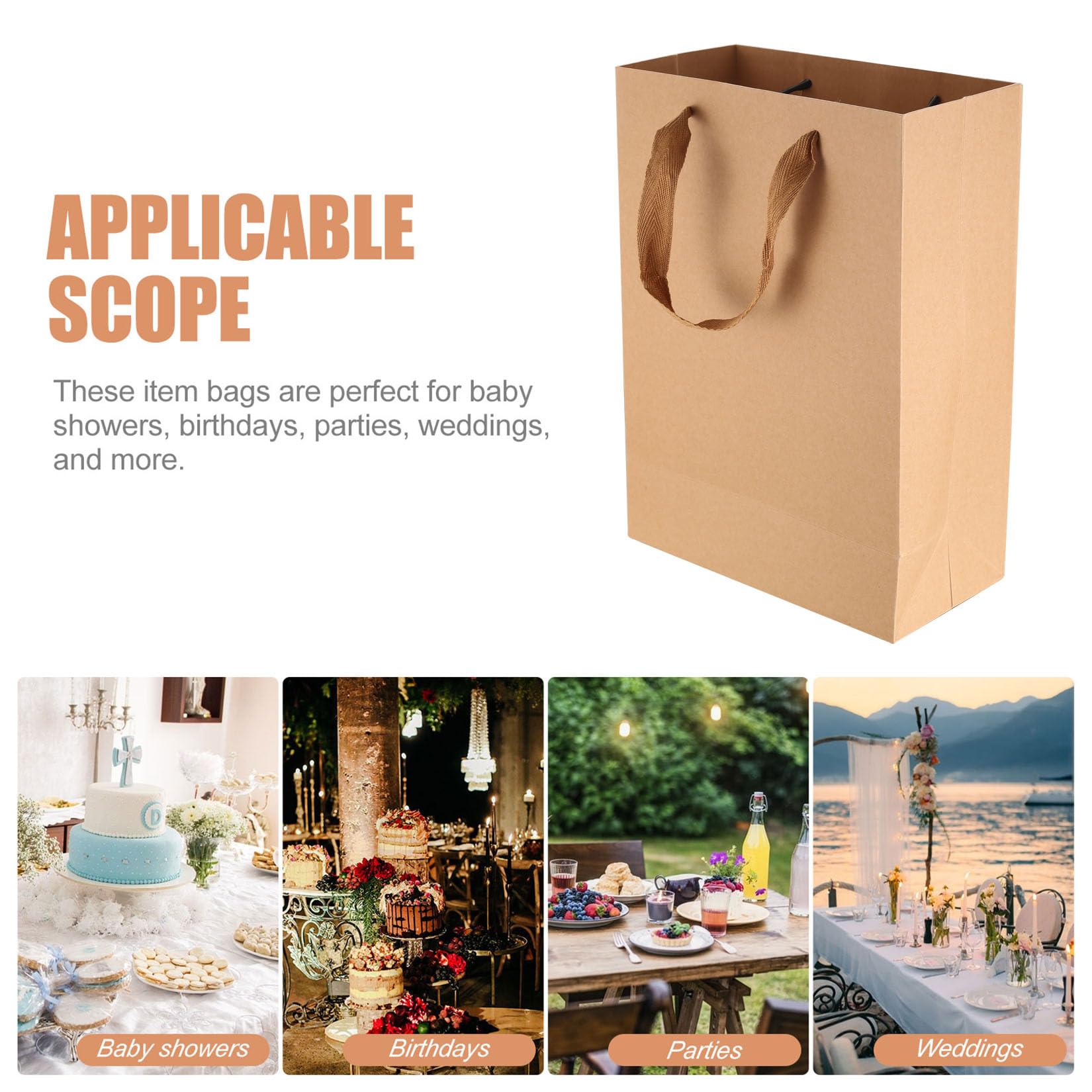 10 Pack Kraft Paper Gift Bags with Handles - Eco-Friendly Brown Shopping Bags for Retail, Small Business, Birthday Parties & Merchandise | Perfect for Party Favors, Boutique Packaging & Sustainable Shopping