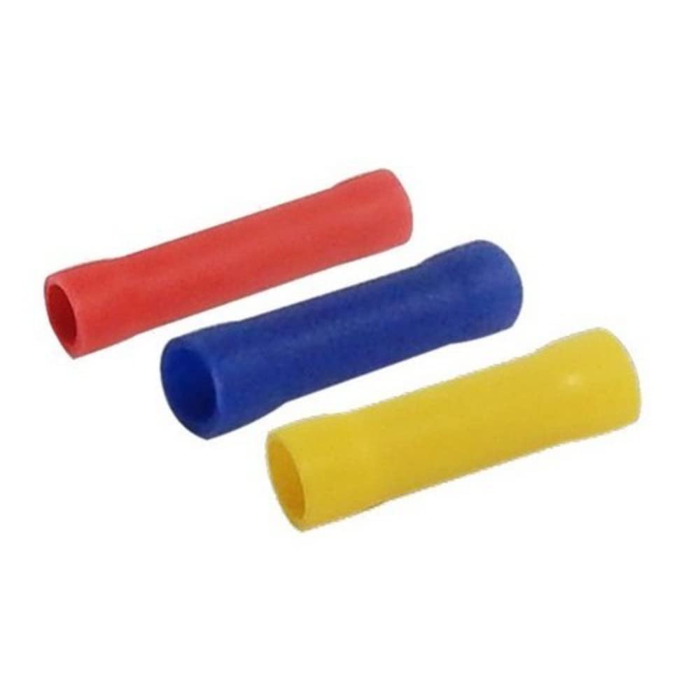 10182 Vinyl Insulated Butt Splice Connectors 22-16 AWG (500-Pack) - Electrical Wire Terminals for Automotive, Marine & Home Wiring Projects