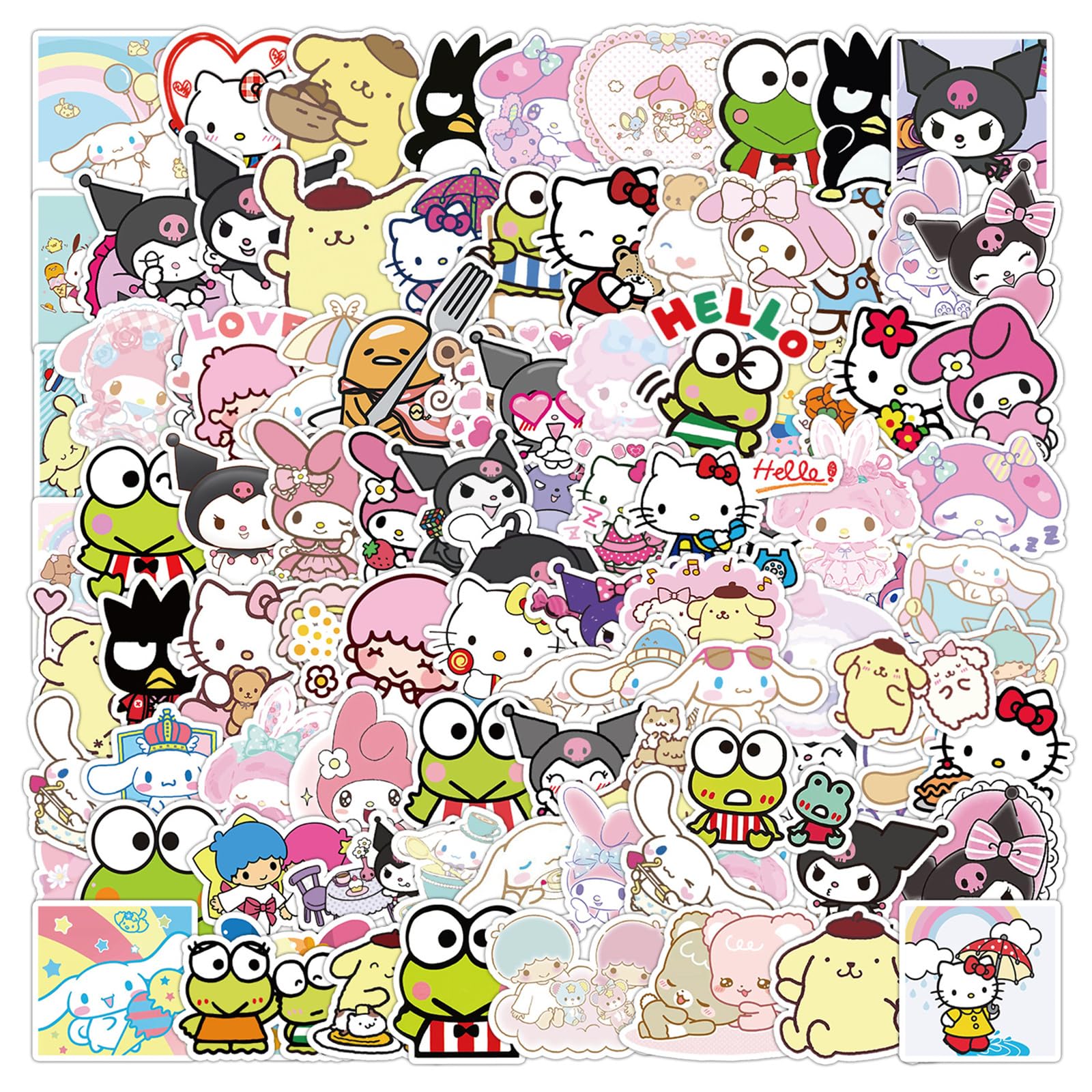 100Pcs Kawaii Cartoon Stickers for Girls - Cute Mixed Decals for Kids, Teens & Adults | Perfect for Scrapbooking, Laptop Decoration & DIY Crafts