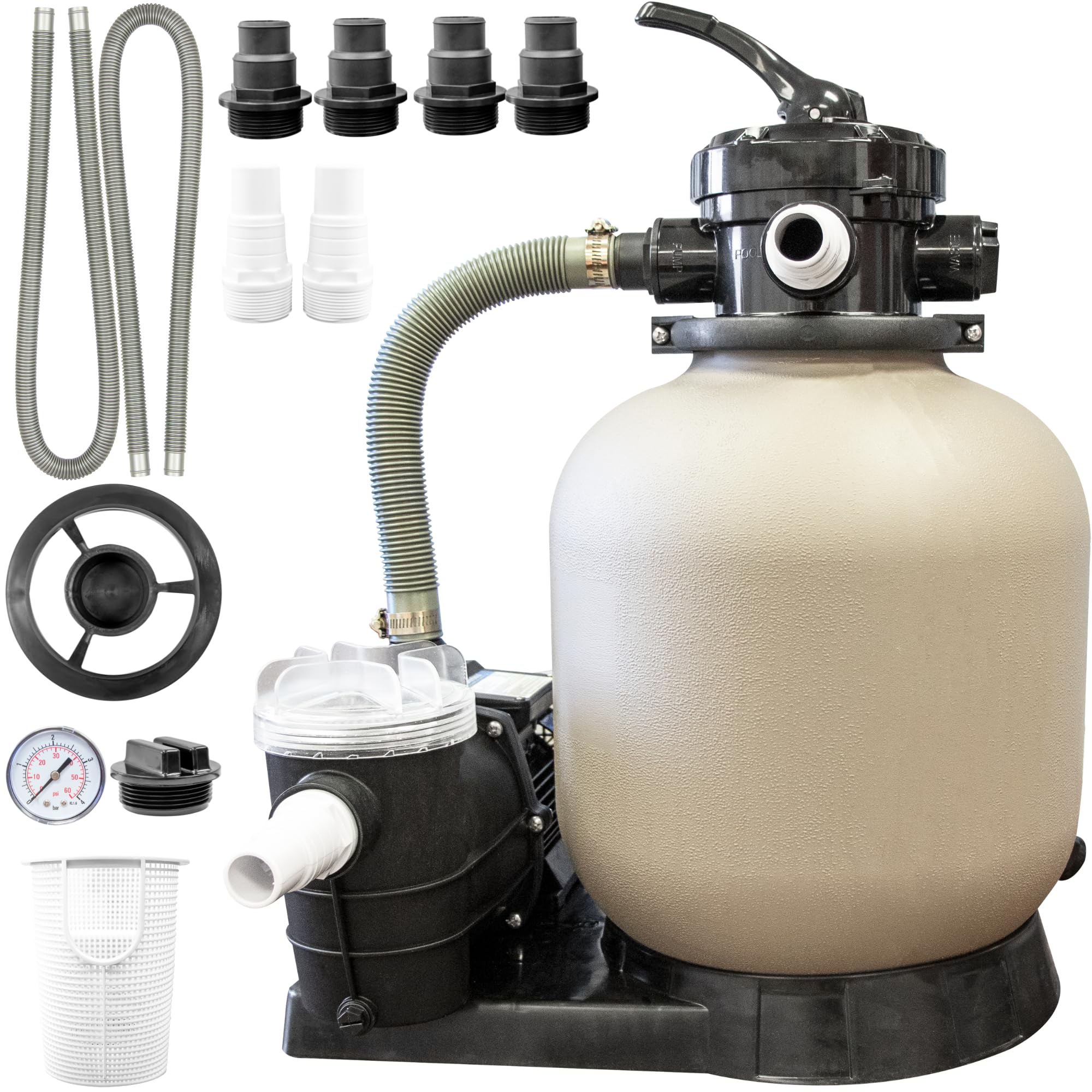 HYDROTOOLS by SWIMLINE 14 Inch Pool Sand Filter Pump - 1/2 HP (0.45 THP) 2400 GPH for Above Ground & Inground Pools Up To 10,500 Gallons | Compatible with Intex & Bestway Pools | Ideal for Pool Cleaning, Maintenance and Water Filtration