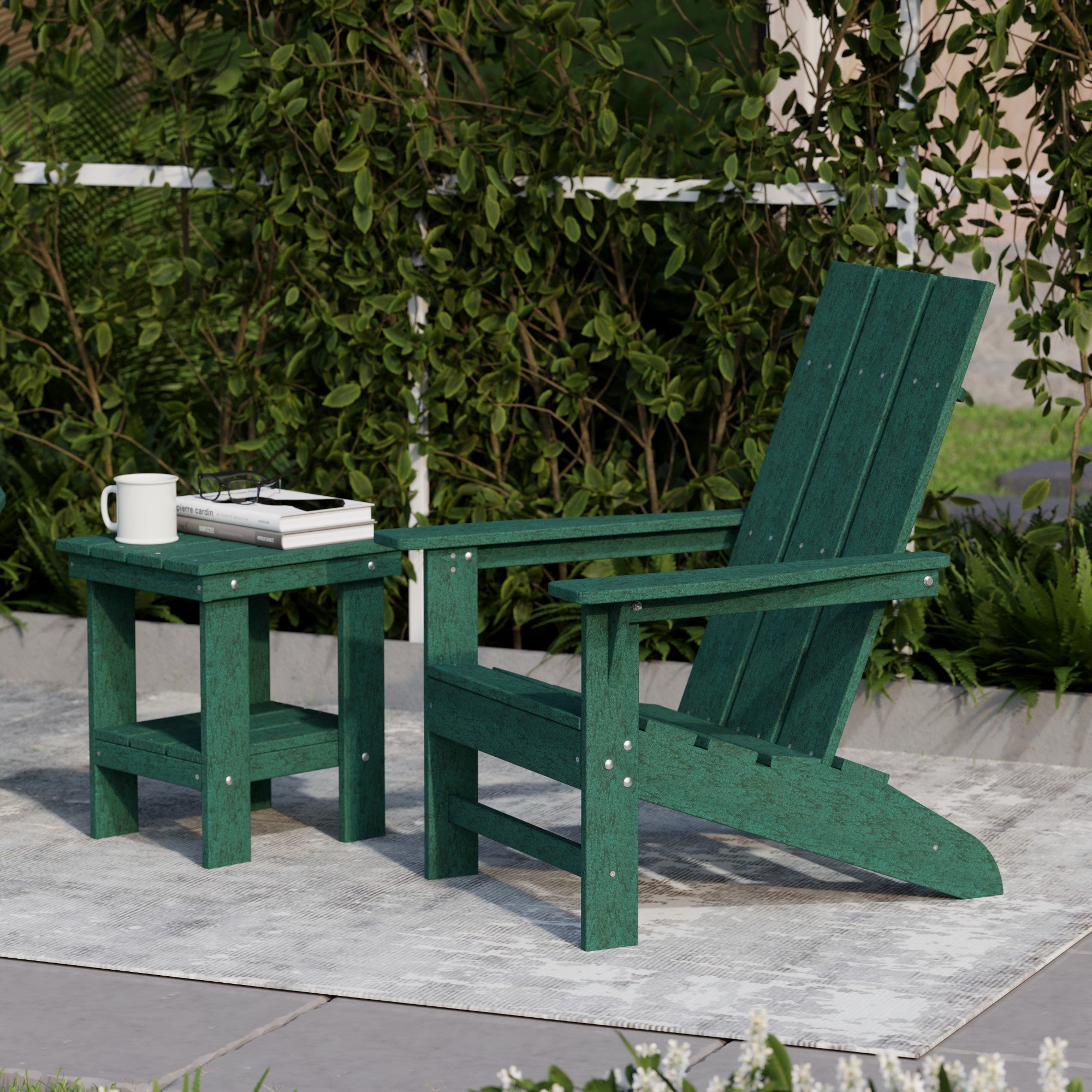 Freedom 3-Piece Modern Adirondack Chair Set with Side Table - Outdoor Patio Furniture for Backyard, Garden & Poolside Relaxation