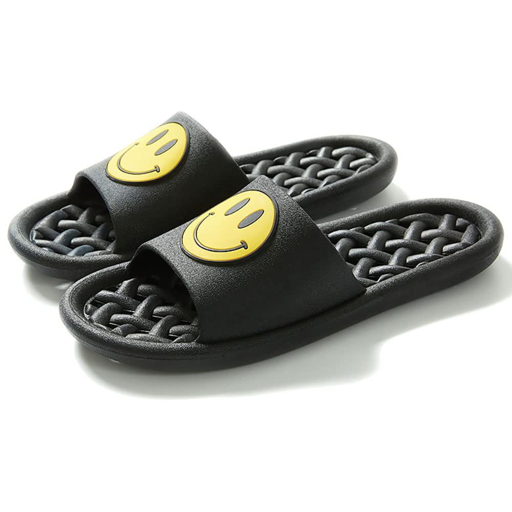 Smiley Face Slippers - Lightweight Indoor/Outdoor House Shoes with Anti-Skid Sole for Bathroom, Lounge & Backyard - Comfortable Slip-On Slippers for Women & Men