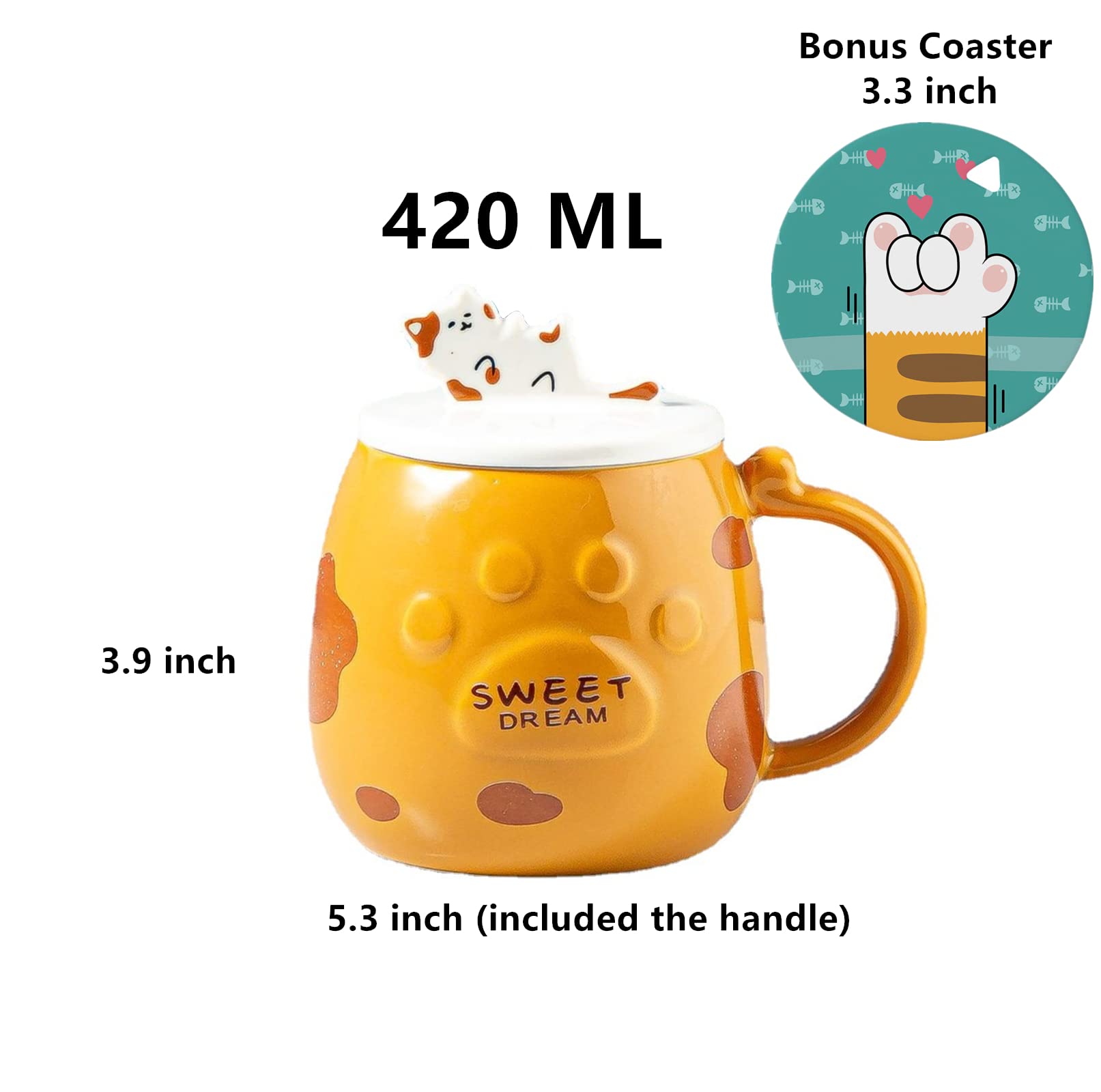 Floette Cute Cat Ceramic Coffee Mug - 12oz Novelty Cat Lover Gift for Tea & Coffee - Perfect for Home, Office & Cat Themed Parties