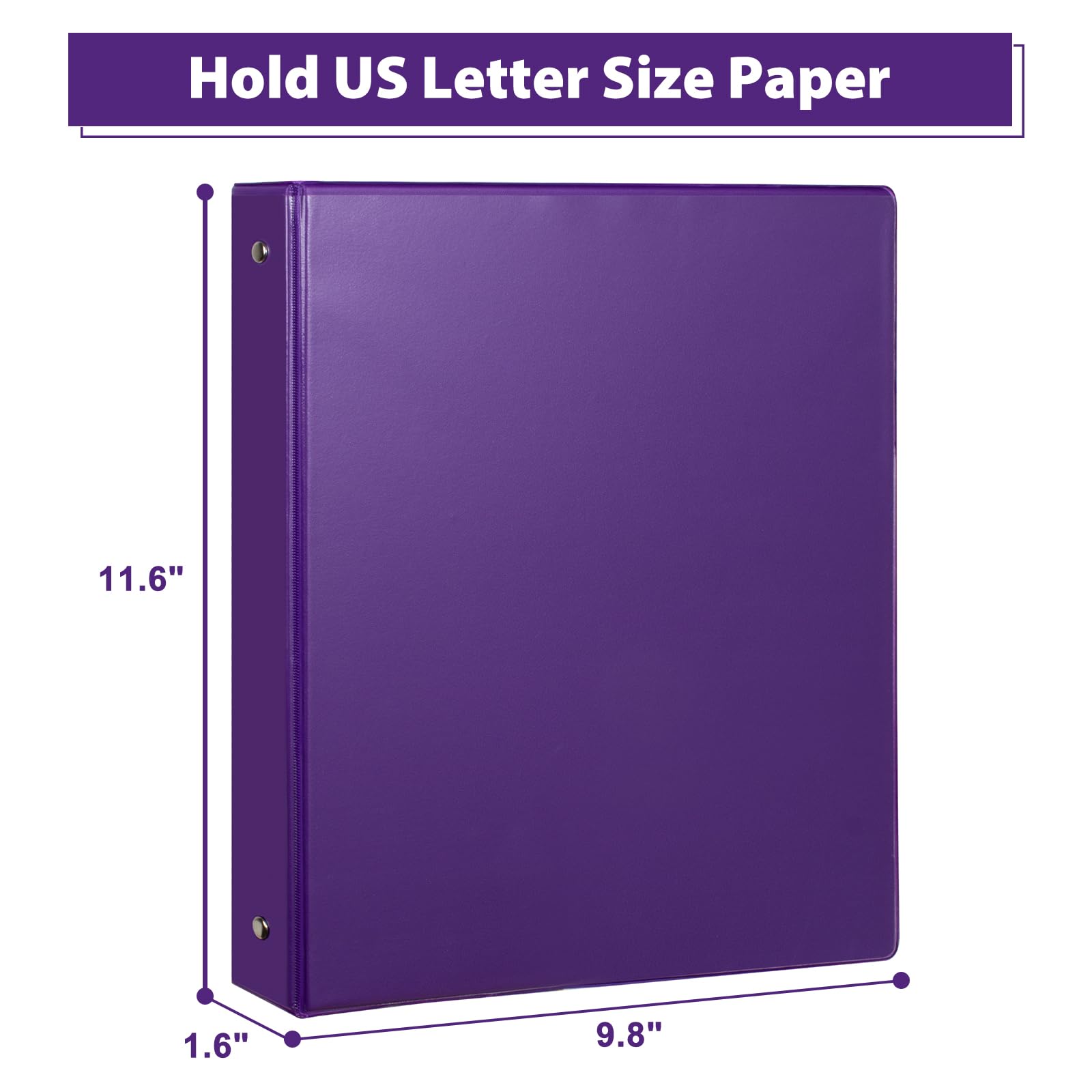 1-Inch Round Ring Binder - 6-Pack Purple 3-Ring Binders for Letter Size Paper | Durable Presentation Binders for School, Office & Home Organization | Perfect for Reports, Projects & Document Storage