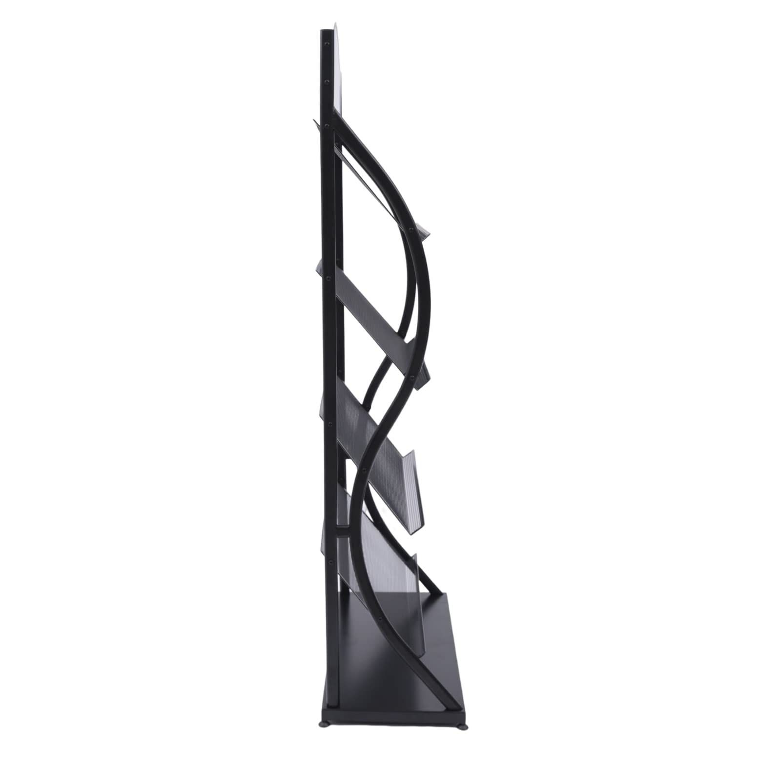 4-Tier Floor Standing Magazine Rack - Large Capacity Newspaper & Book Organizer for Magazines, Periodicals, Newspapers - Perfect for Living Room, Office, Library & Waiting Areas (Black)