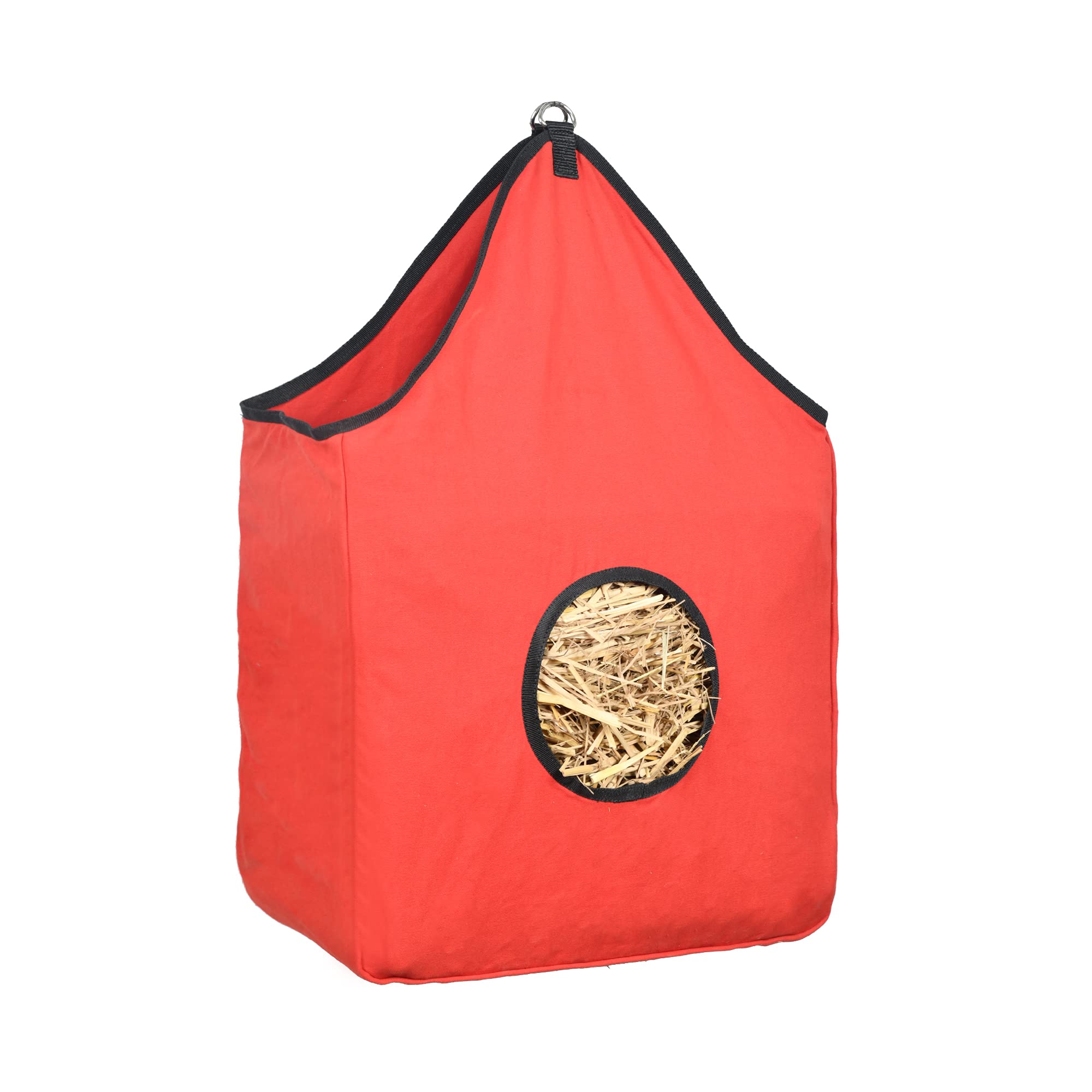 Durable SIE Canvas Horse Hay Bag (Red) - Heavy Duty Feed Bag for Horses, Ponies & Livestock - Perfect for Stables, Barns & Pastures