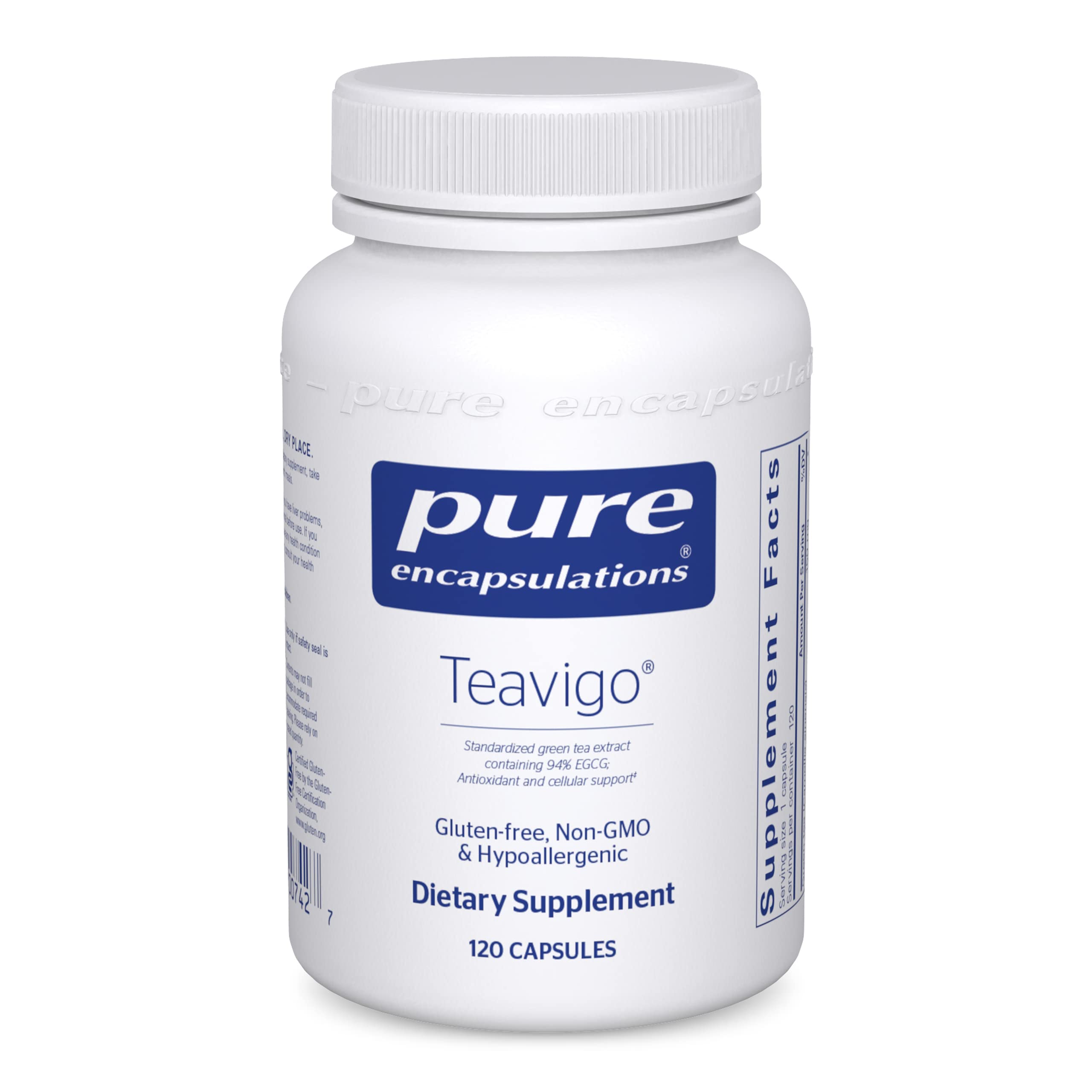 Pure Encapsulations Teavigo - 120 Capsules | Caffeine-Free Green Tea Extract Supplement for Antioxidant & Cellular Support | Hypoallergenic Formula | Supports Energy & Focus for Workouts & Daily Wellness