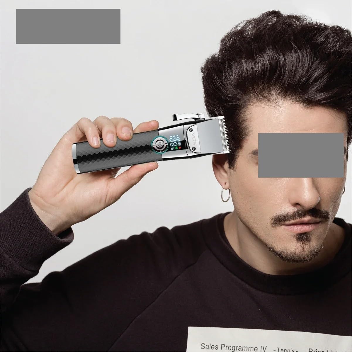 Professional Rechargeable Hair Trimmer V-G-R V-682 - Electric Hair Clipper for Men, Portable Barber Grooming Kit with Precision Blades (Red with Box) - Perfect for Home Haircuts, Beard Trimming & Travel Grooming