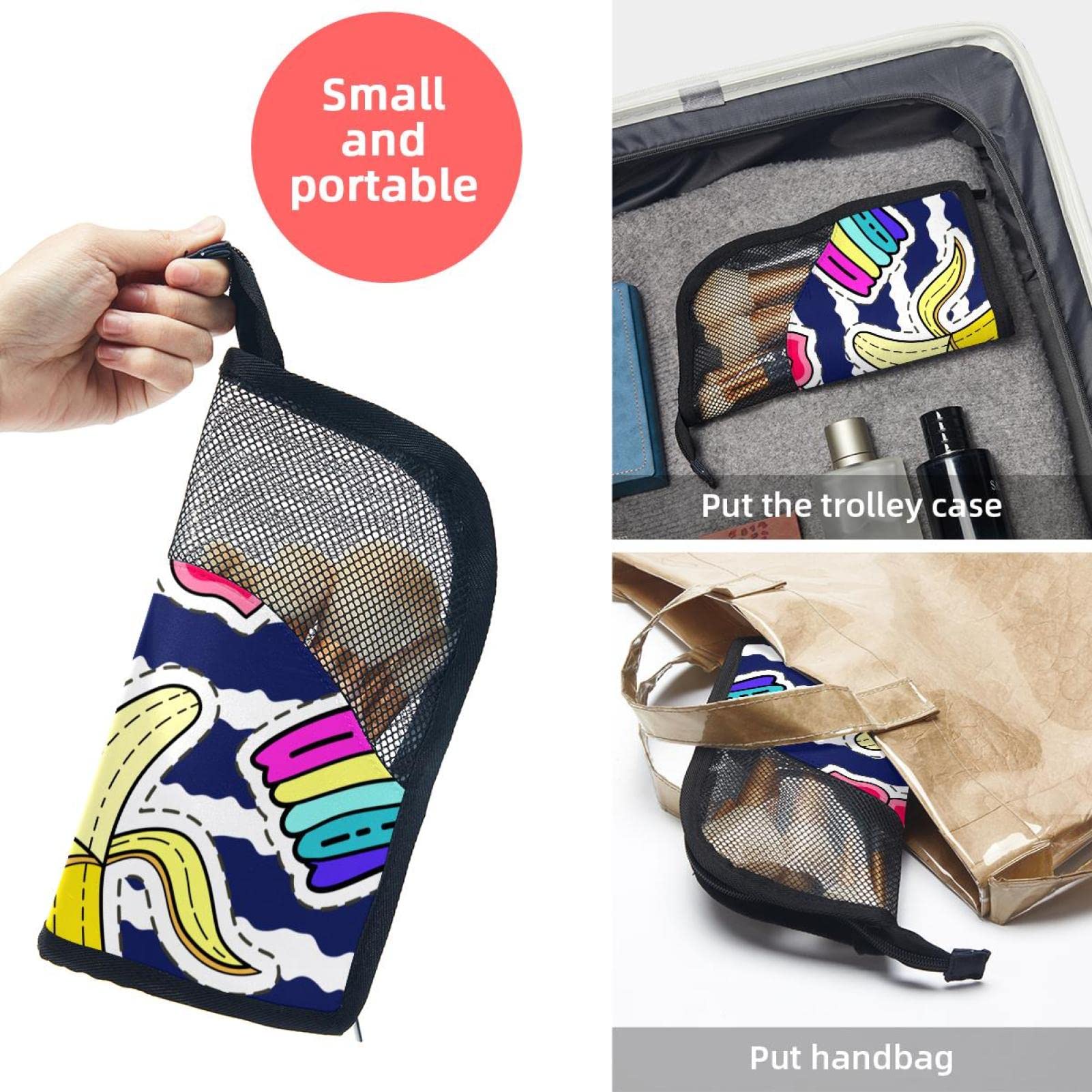 12-Piece Makeup Brush Organizer Bag with Banana Kiss Flower Doodles - Portable Cosmetic Brush Holder Case for Travel, Home & Professional Use