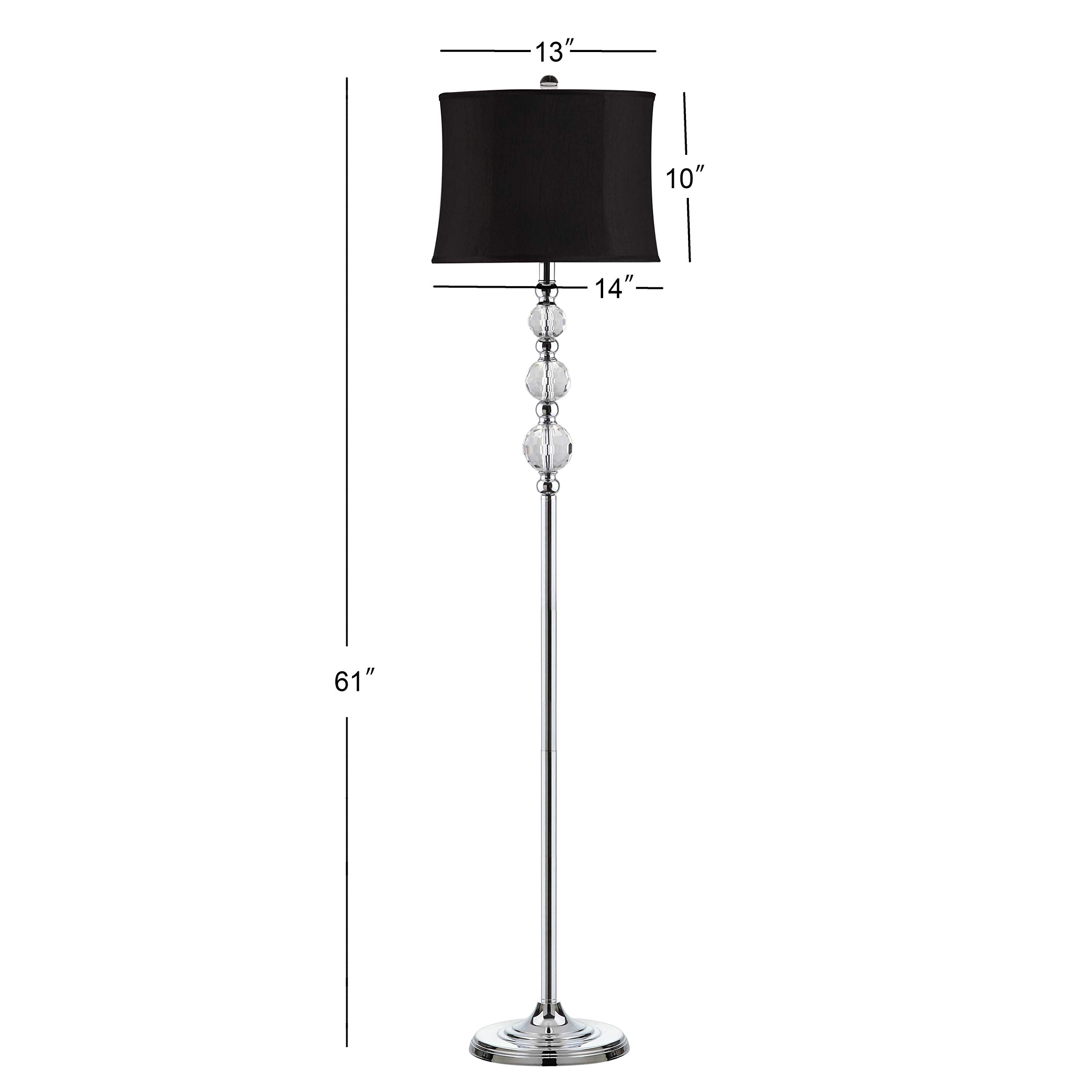 SAFAVIEH Venezia 61-inch Crystal & Black Floor Lamp with LED Bulb - Modern Standing Light for Living Room, Bedroom, Home Office - Elegant Lighting for Reading, Relaxation & Home Decor
