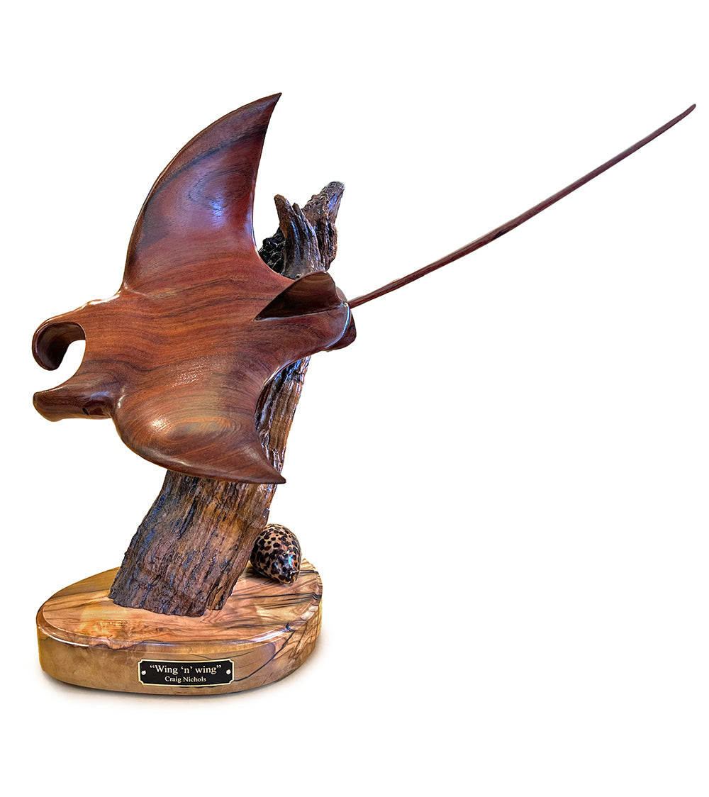 Handcrafted Koa Wood Sculpture - Wing 'n Wing by Craig Nichols | Hawaiian Art Decor for Home & Office | Perfect Gift for Art Collectors & Nature Lovers