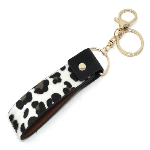 Leopard Keychain - Stylish Black & White Animal Print Key Ring for Women & Men | Perfect for Car Keys, House Keys & Gifts