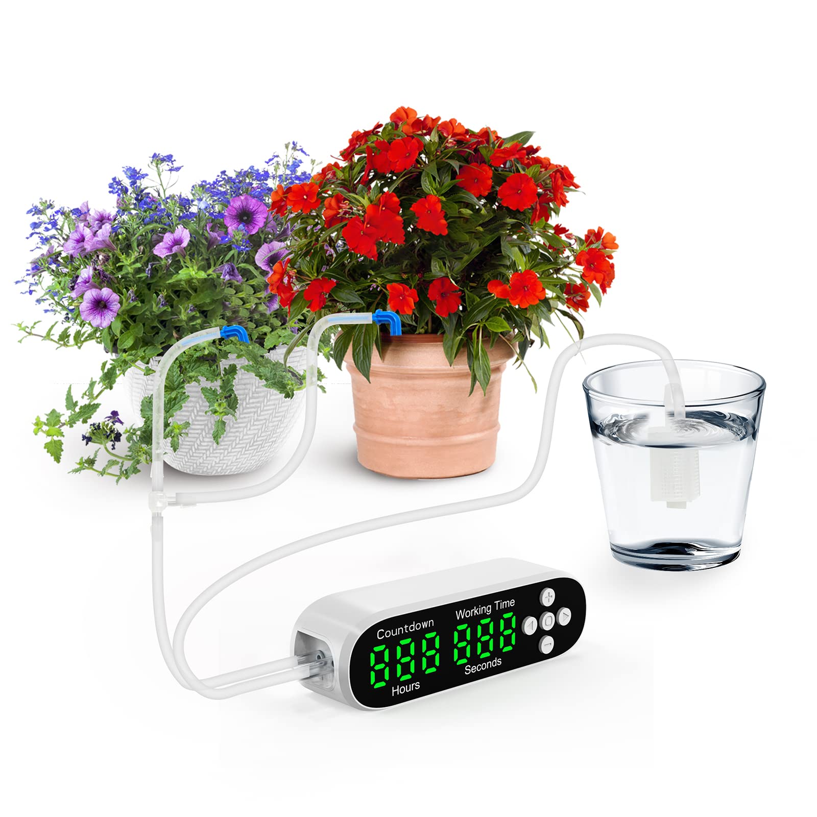 Automatic Plant Watering Timer with Digital LED Display - Programmable Drip Irrigation System for Potted Plants - Indoor Garden & Fish Tank Oxygenation - Perfect for Home, Office, and Greenhouse Use