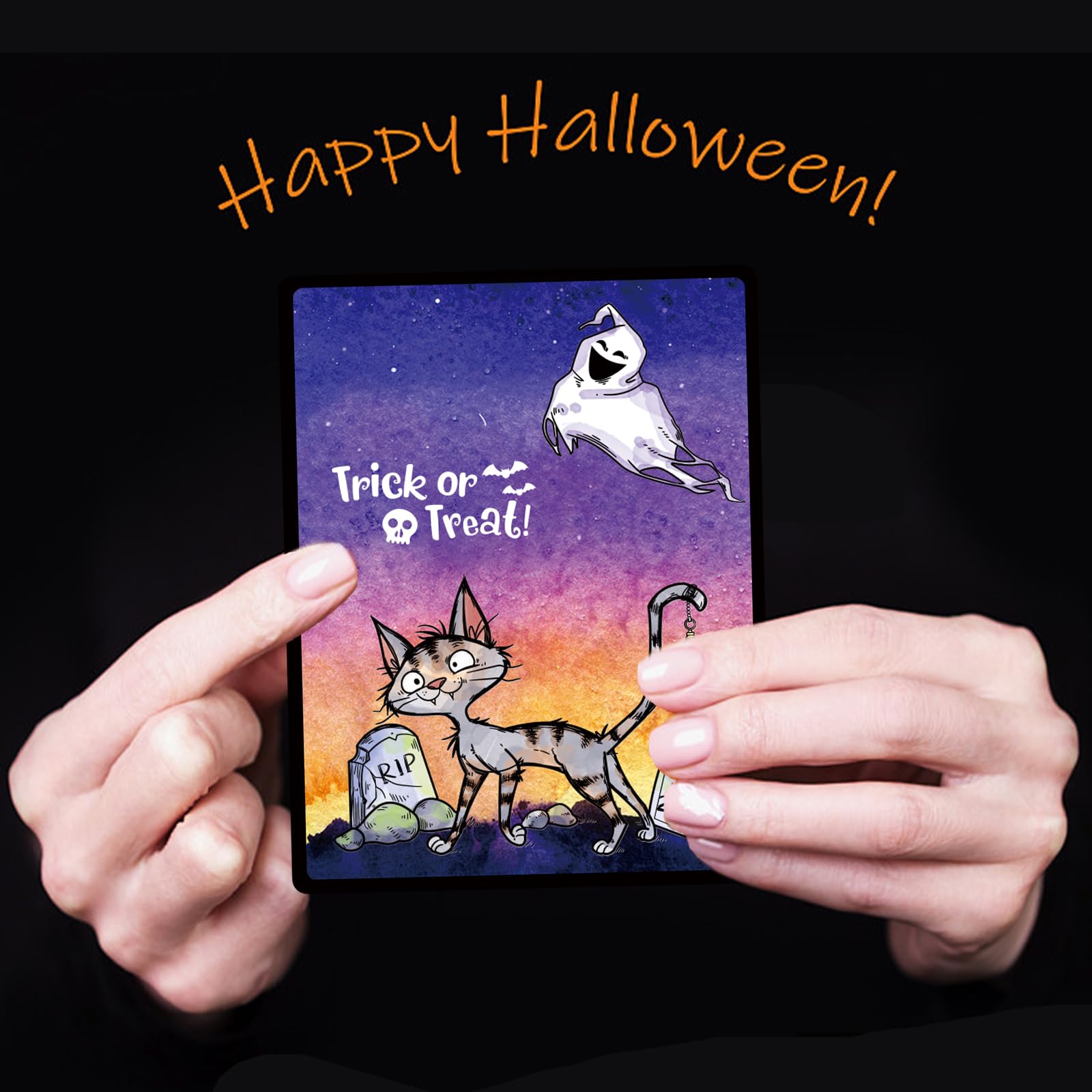 INFUNLY Halloween Cat Clear Stamp - Black Cat Silicone Rubber Stamp for Card Making, DIY Scrapbooking, Photo Albums & Embossing | Perfect for Halloween Crafts, DIY Journals & Spooky Decorations