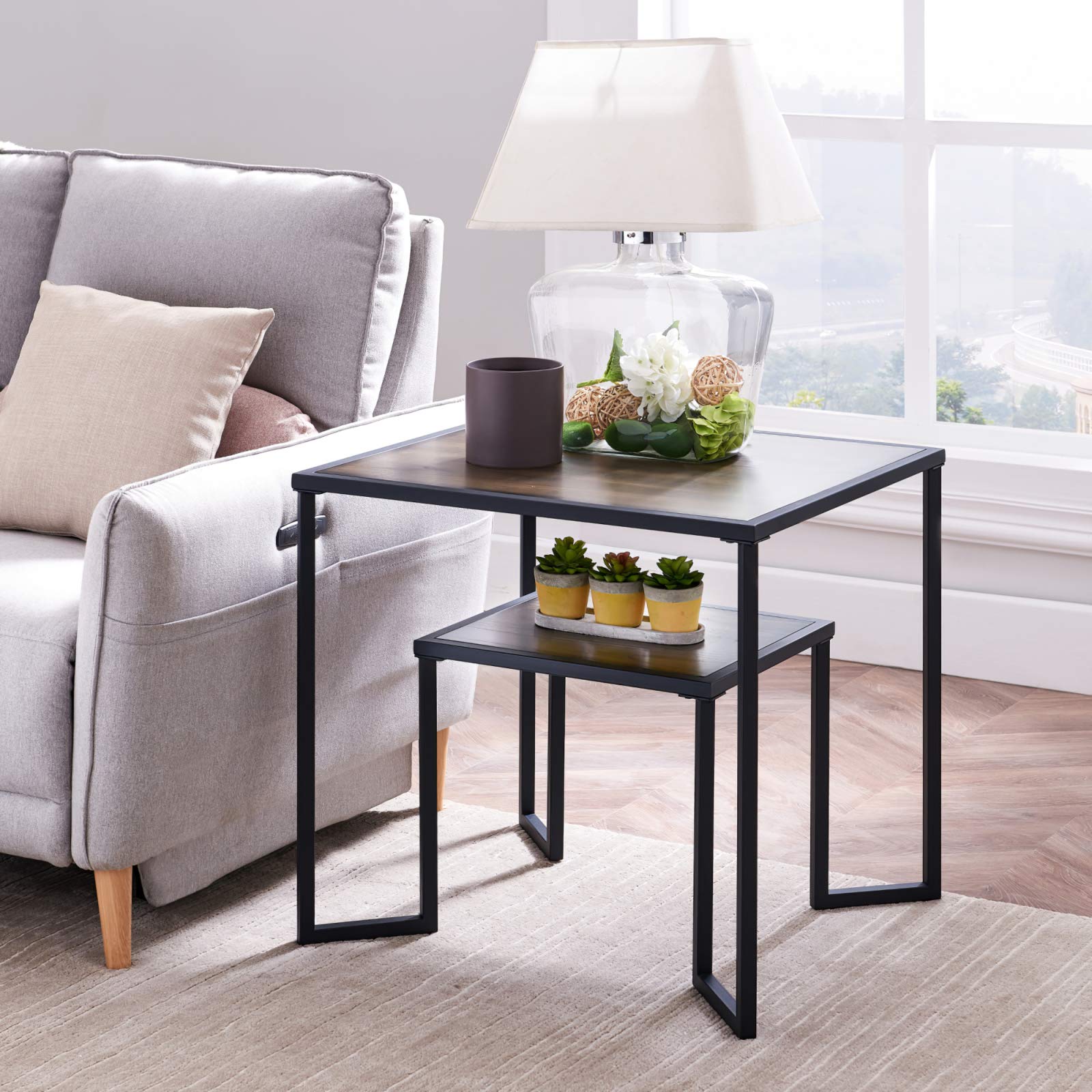 Takefuns Modern Coffee Table for Lounge, Reception & VIP Rooms - Black and Brown Wood Finish - Perfect for Living Rooms, Offices and Hotel Lobbies