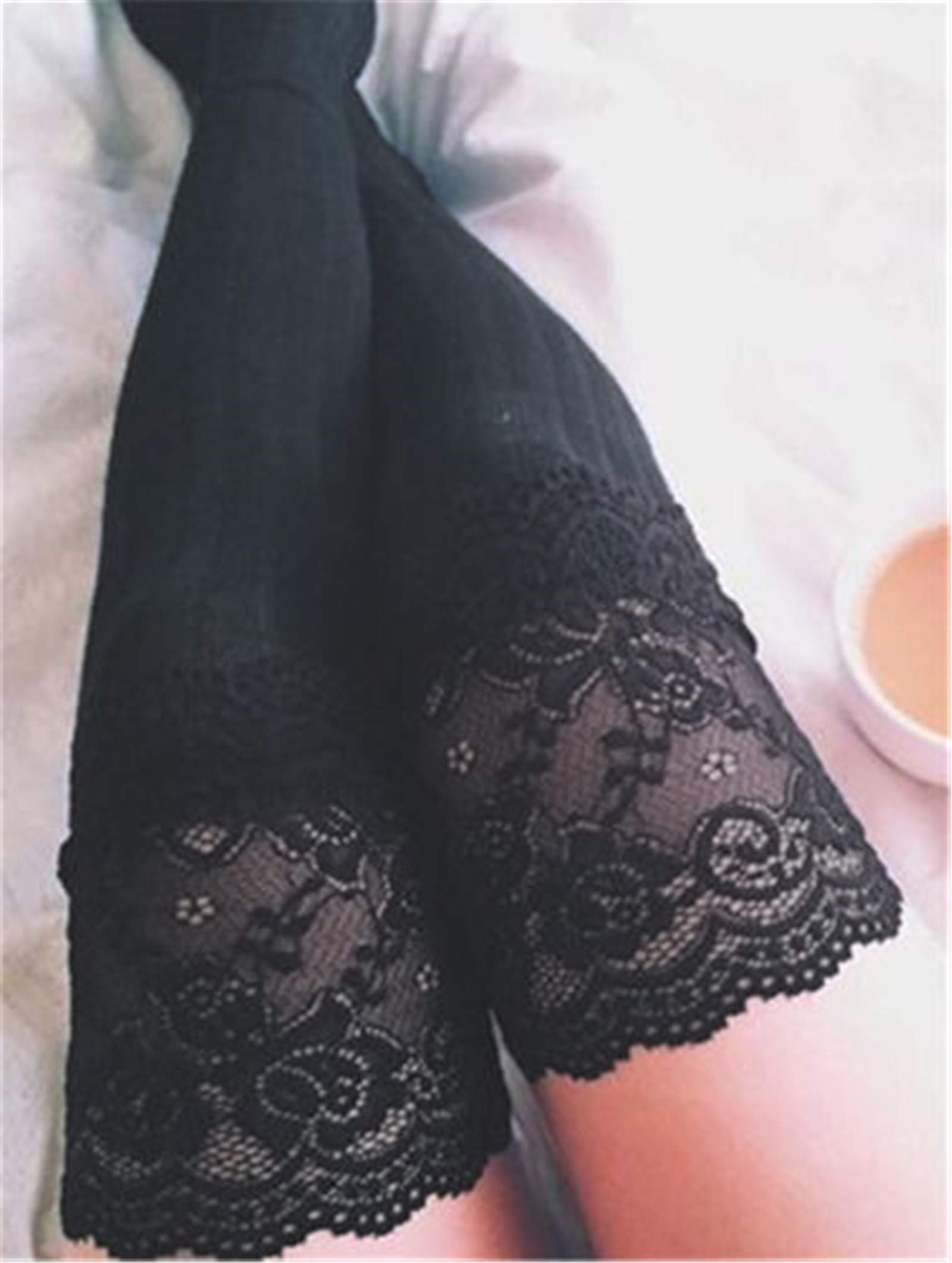 Yuemengxuan Women's Lace Knitted Over-The-Knee Thigh High Stockings | Sexy Cotton Pantyhose for Ladies | Perfect for Date Nights, Parties & Special Occasions
