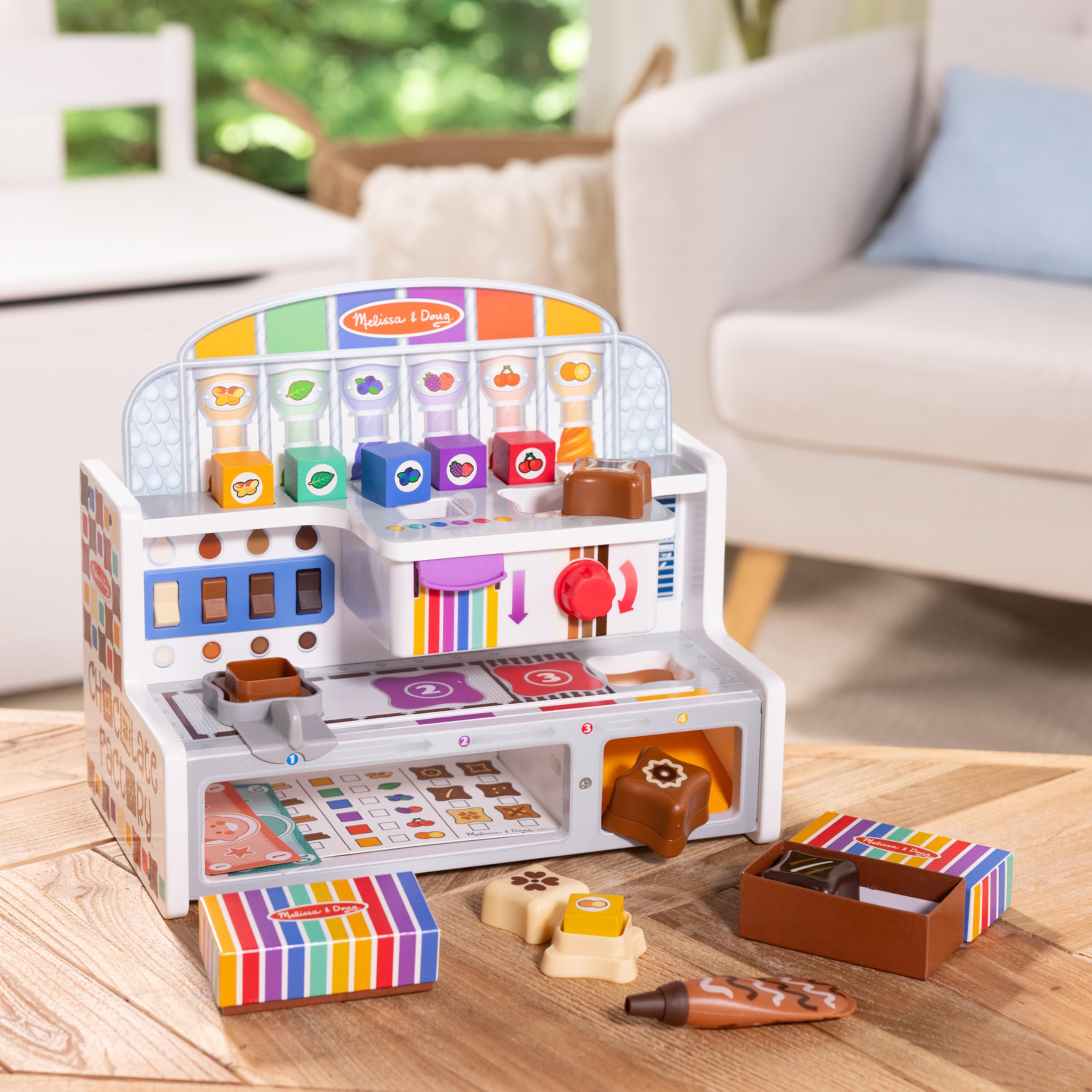 Melissa & Doug Wooden Chocolate Factory Pretend Play Set - Kids Candy Maker Toy with Play Food for Boys & Girls Ages 3+ | FSC-Certified Wood | Birthday Gift & Imaginative Play for Preschoolers