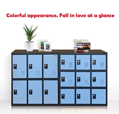 MECOLOR Metal Kids Locker for Girls - Blue Storage Cabinet for Bedroom & Playroom - Organize Clothes, Bags, Toys & Books - Includes W9D Padlock - Perfect for Home, School & Daycare Organization