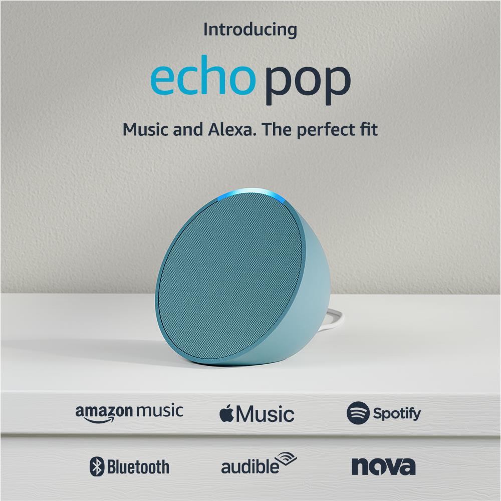 Amazon Echo Pop Compact Smart Speaker with Alexa - Midnight Teal | Smart Home Device for Music, News & Smart Controls | Perfect for Bedroom, Kitchen & Office