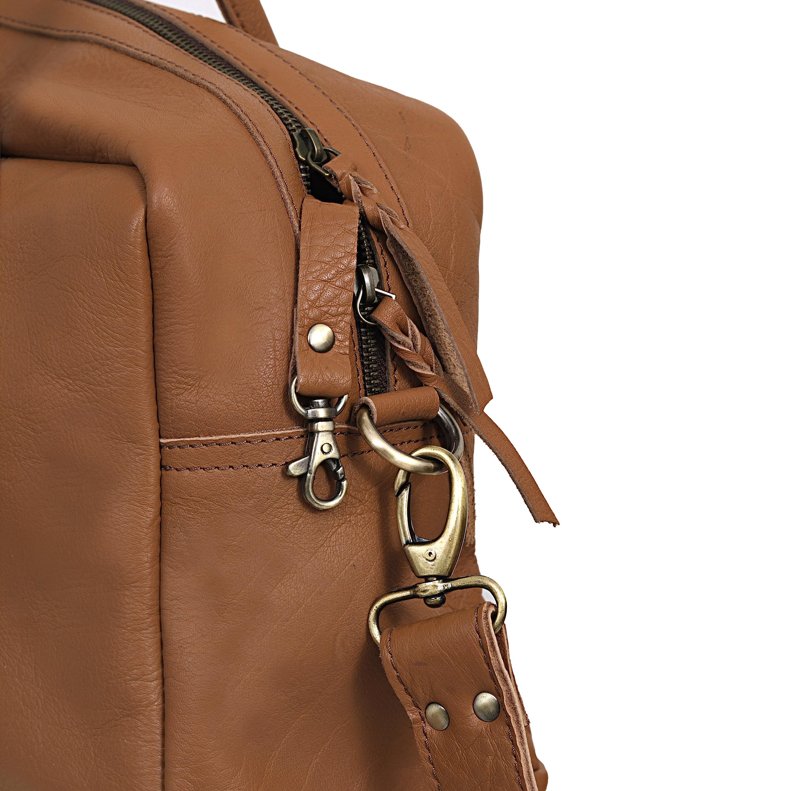 Women's Weekender Travel Duffle Bag - 20 Inch Brown Leather Carry-On with Shoulder Strap | Perfect for Work, Gym & Overnight Trips | Packable Flight Essential with Shoe Compartment | Ideal Gift for Wife | Great for Business Travel, Weekend Getaways & Fitness Routines