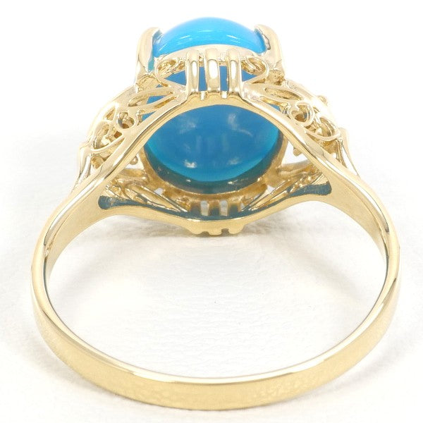 18K Yellow Gold Turquoise Diamond Ring for Women – Elegant Handmade Jewelry for Engagement, Wedding & Special Occasions