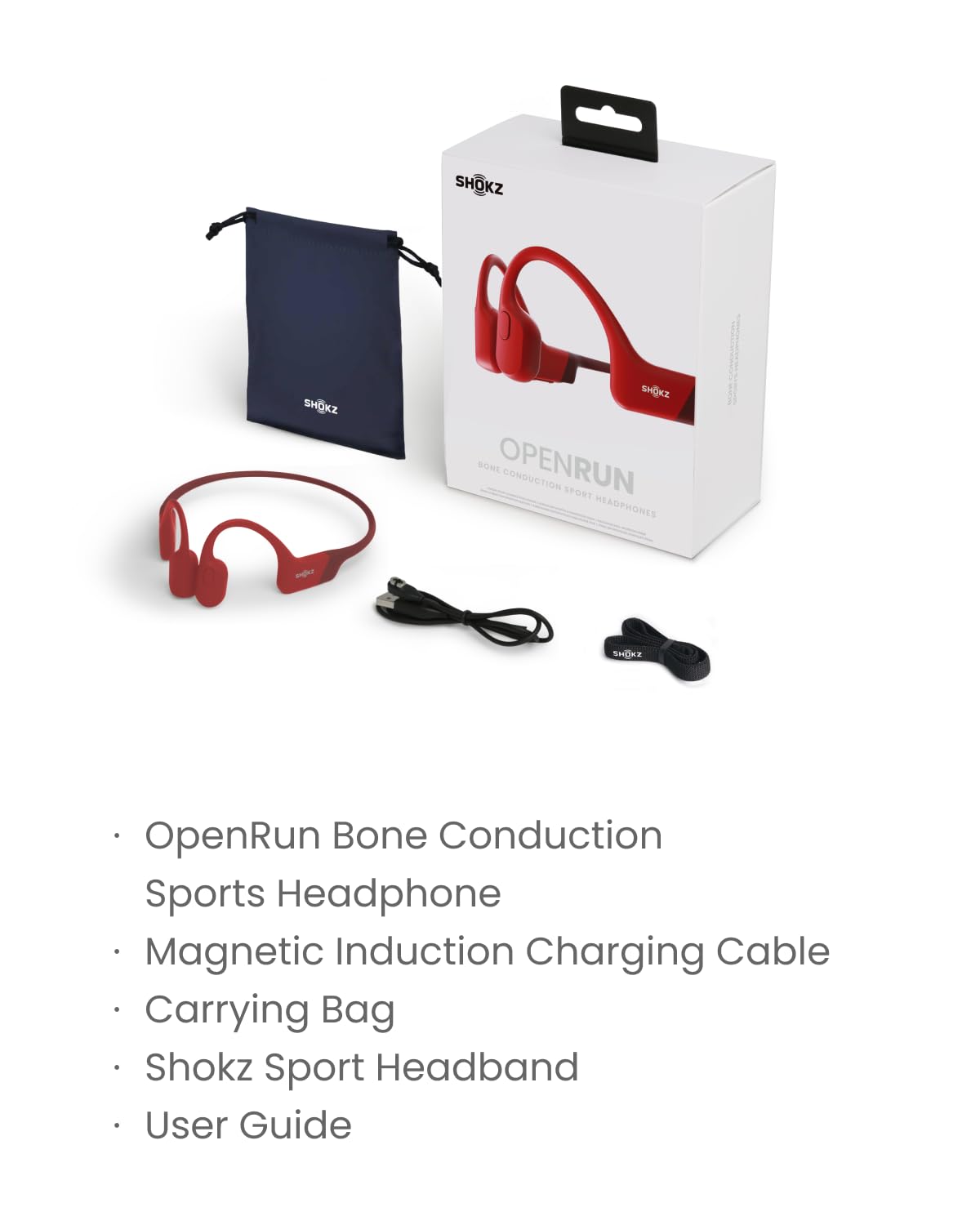 SHOKZ OpenRun (AfterShokz Aeropex) Open-Ear Bluetooth Bone Conduction Sports Headphones - Sweatproof Wireless Headset for Running, Cycling & Workouts - Built-in Mic, Lightweight Headband - Perfect for Gym, Jogging & Outdoor Activities