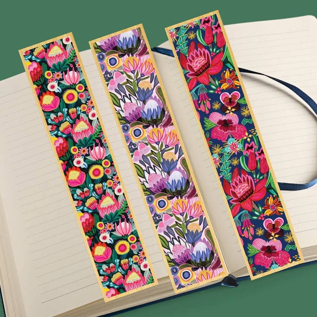 Handmade Protea Paradise Australian Wooden Bookmark Set - Perfect for Book Lovers, Gifts & Reading Accessories