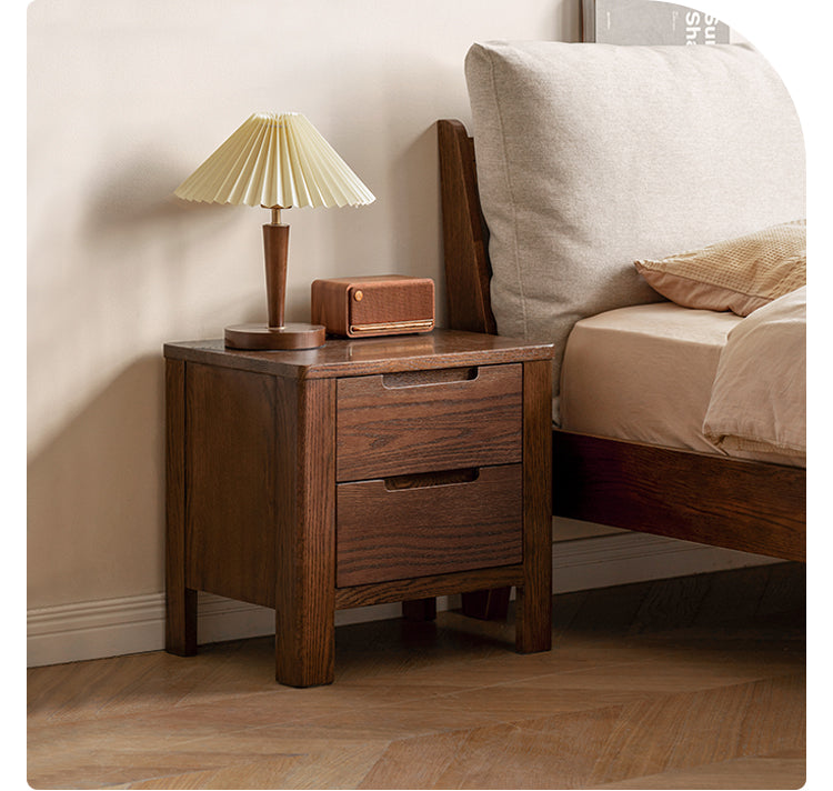 Solid Oak Wood Nightstand - Scandinavian Modern Bedside Table for Bedroom, Living Room & Nursery - Stylish & Durable Storage Solution