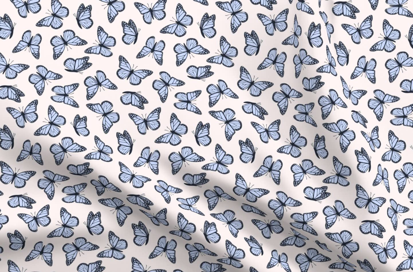 Small Scale Monarch Butterflies Pale Pink Butterfly Print Chiffon Fabric - Fat Quarter for Sewing, Fashion Apparel, Dresses & Home Decor | Spring Insect Design for DIY Crafts, Curtains & Quilting