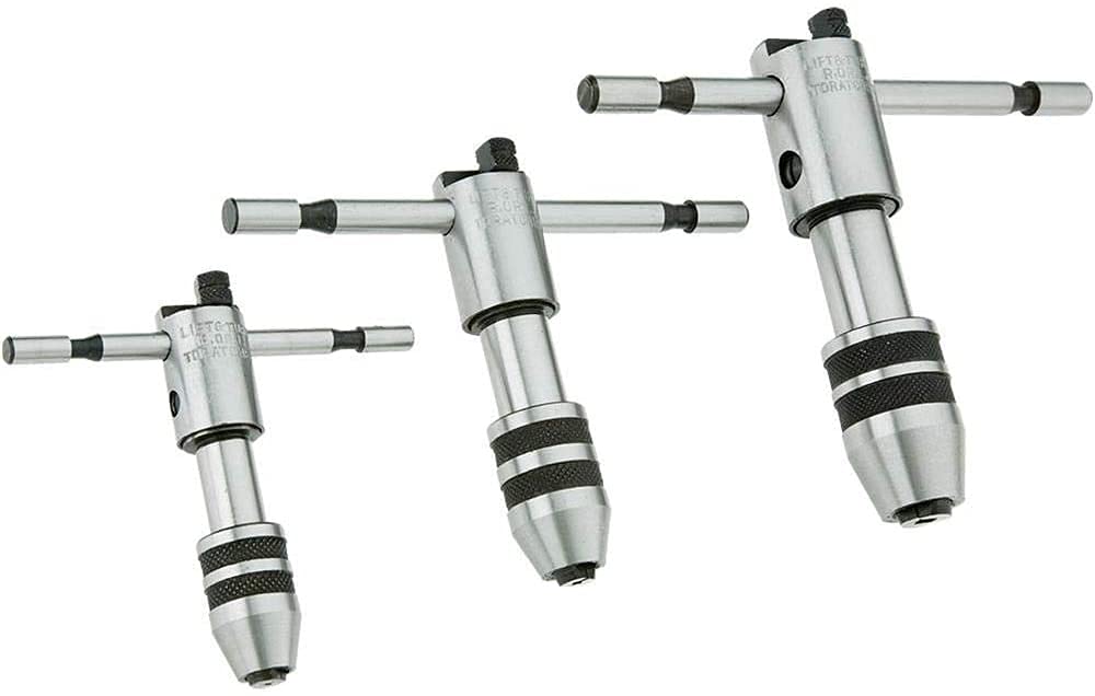 Adjustable Ratchet T-Handle Tap Wrench Set - 3 Piece (M1-M4, M4-M8, M6-M12) for Precision Threading - Perfect for Metalworking, DIY Projects & Automotive Repairs