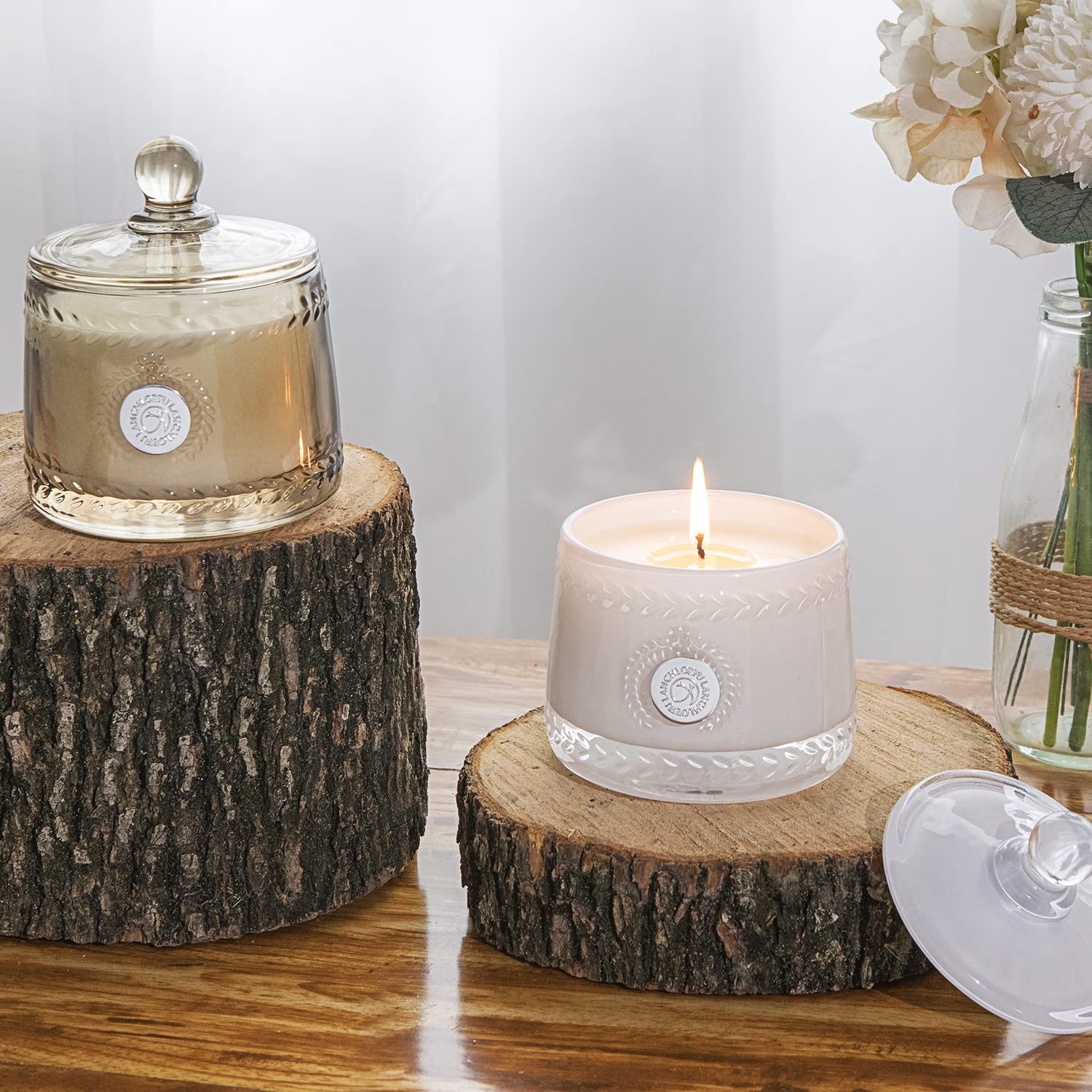 Chloefu LAN Gardenia Paradise Scented Candle - Natural Soy Wax Home Fragrance Candle with 55-Hour Burn Time in Elegant Glass Jar | Perfect for Relaxation, Romantic Dinners & Home Decor