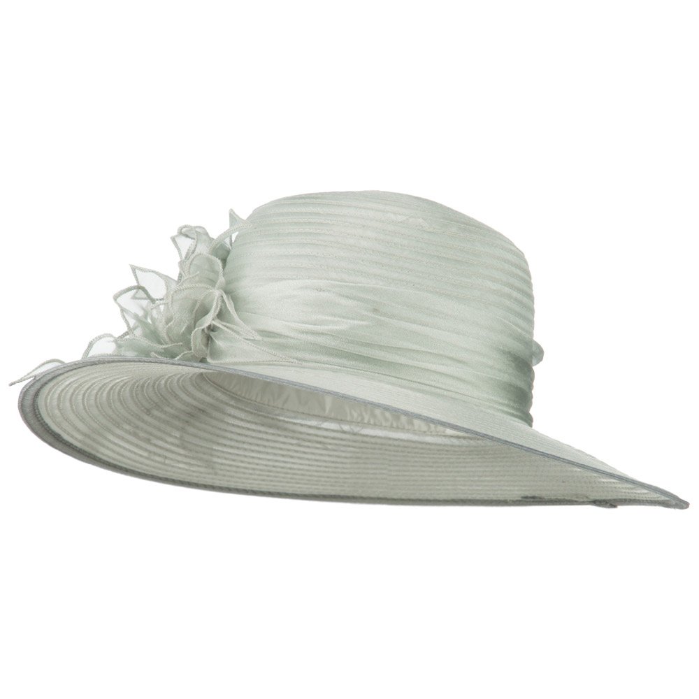 Jeanne Simmons Women's 3 Flowers Pearl Embellished Organza Hat - Elegant Church Wedding Bridal Party Accessory