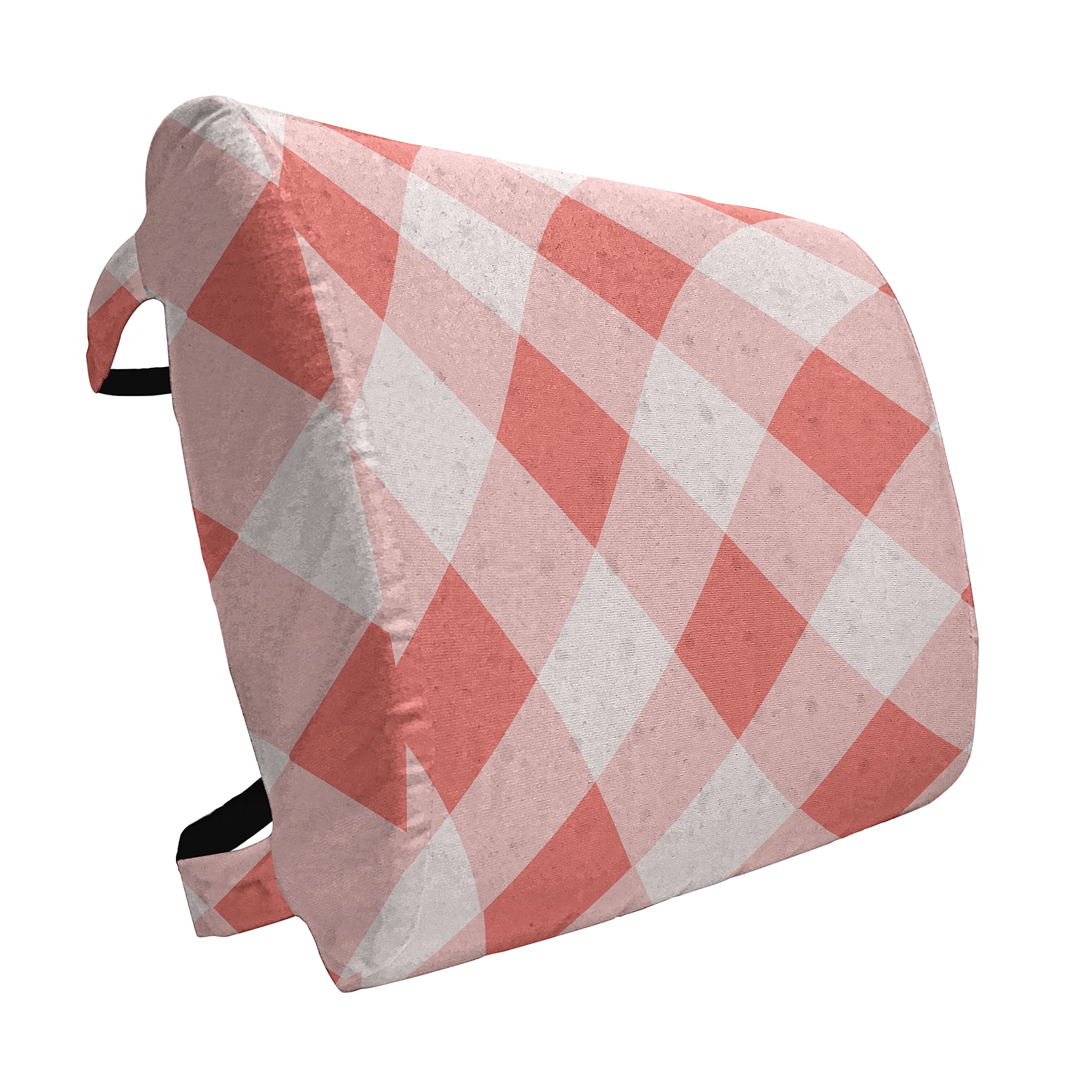 Ambesonne Coral Lumbar Support Pillow - Vintage Geometric Mosaic Print, High-Density Foam for Office & Car - 14x13 Inches (Coral Cream) | Perfect for Back Pain Relief at Work or Long Drives
