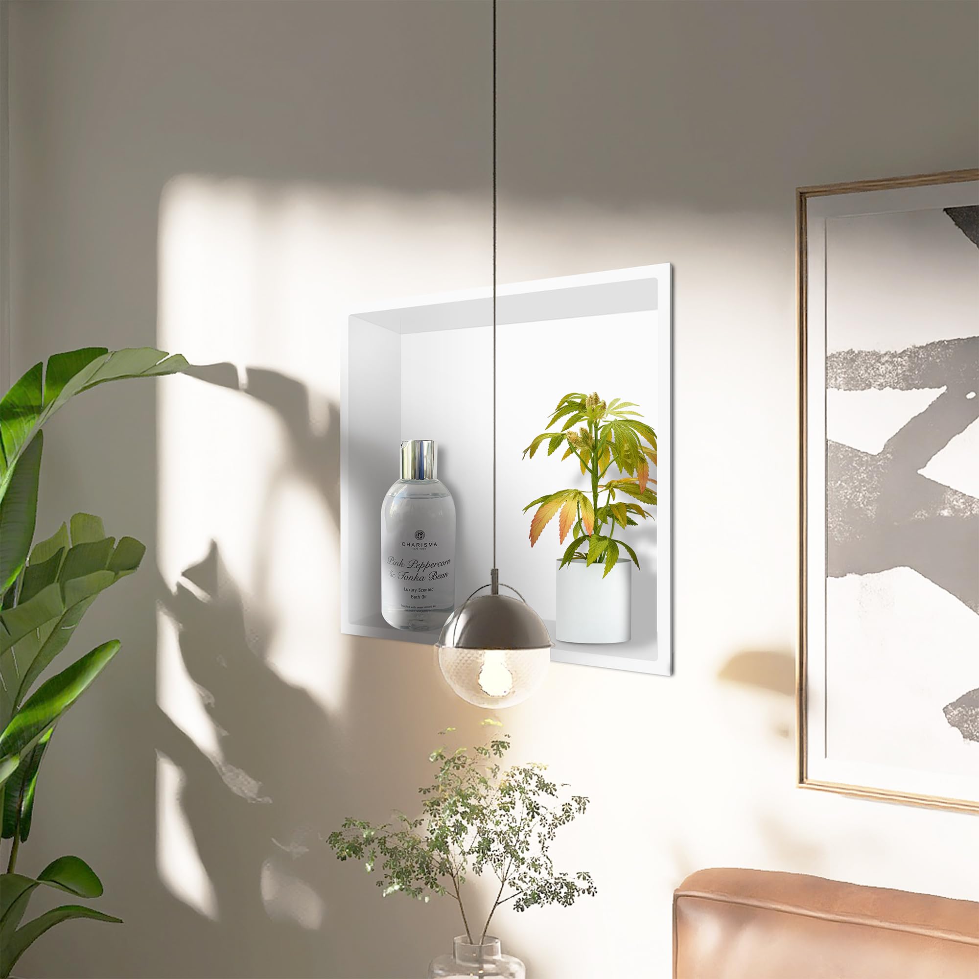 12x12 White Shower Niche Insert - No Tile Needed, Recessed Bathroom Wall Storage for Shower & Bath - Easy Over Mount Installation | Perfect for Modern Bathroom Renovations & Space-Saving Solutions