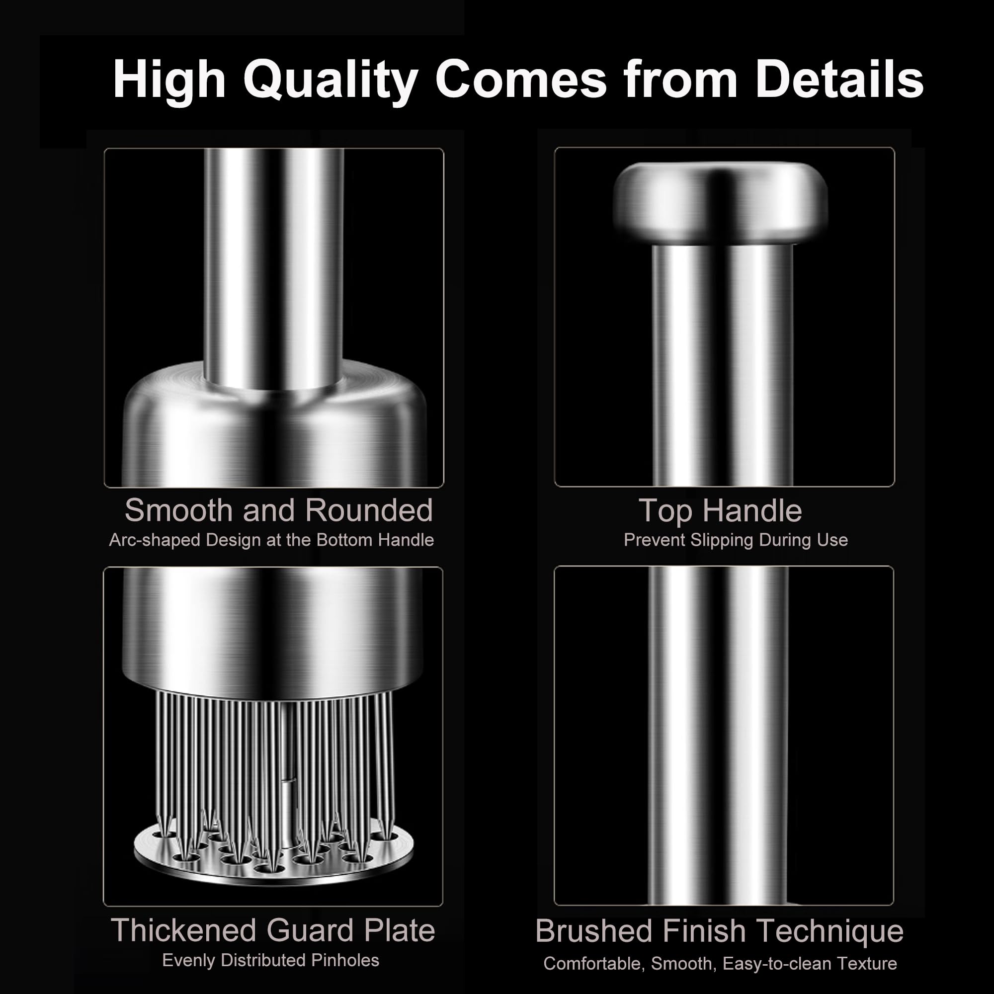 Premium Stainless Steel Meat Tenderizer Tool with 21 Sharp Needles - Perfect for Steak, Beef, Chicken & Pork - BBQ & Marinating Essential - Compact Meat Grinder for Home Kitchen & Outdoor Cooking