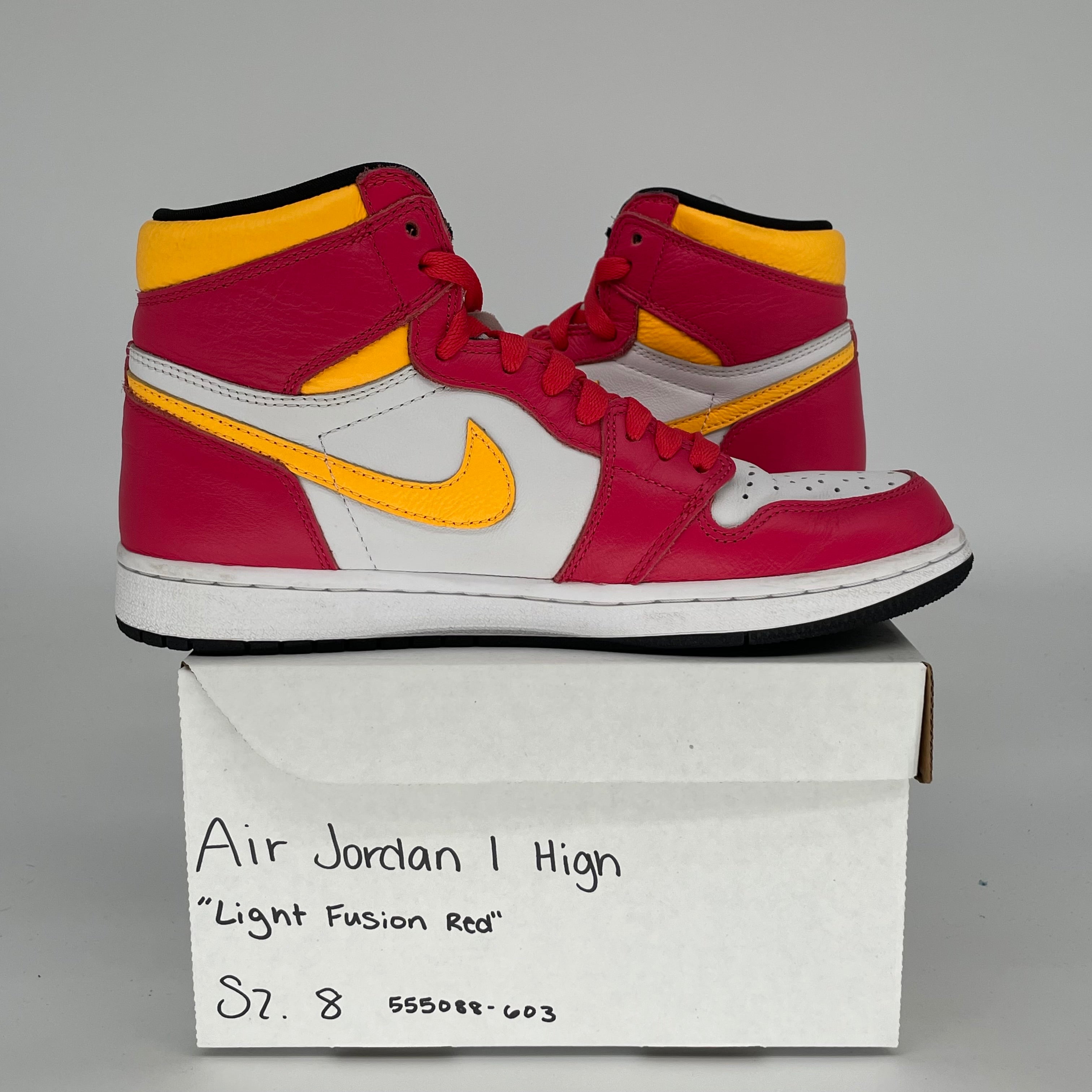 AIR JORDAN 1 Light Fusion Red Men's Basketball Shoes - Size 8 (555088-603) - Perfect for Streetwear, Sneaker Collecting & Casual Fashion