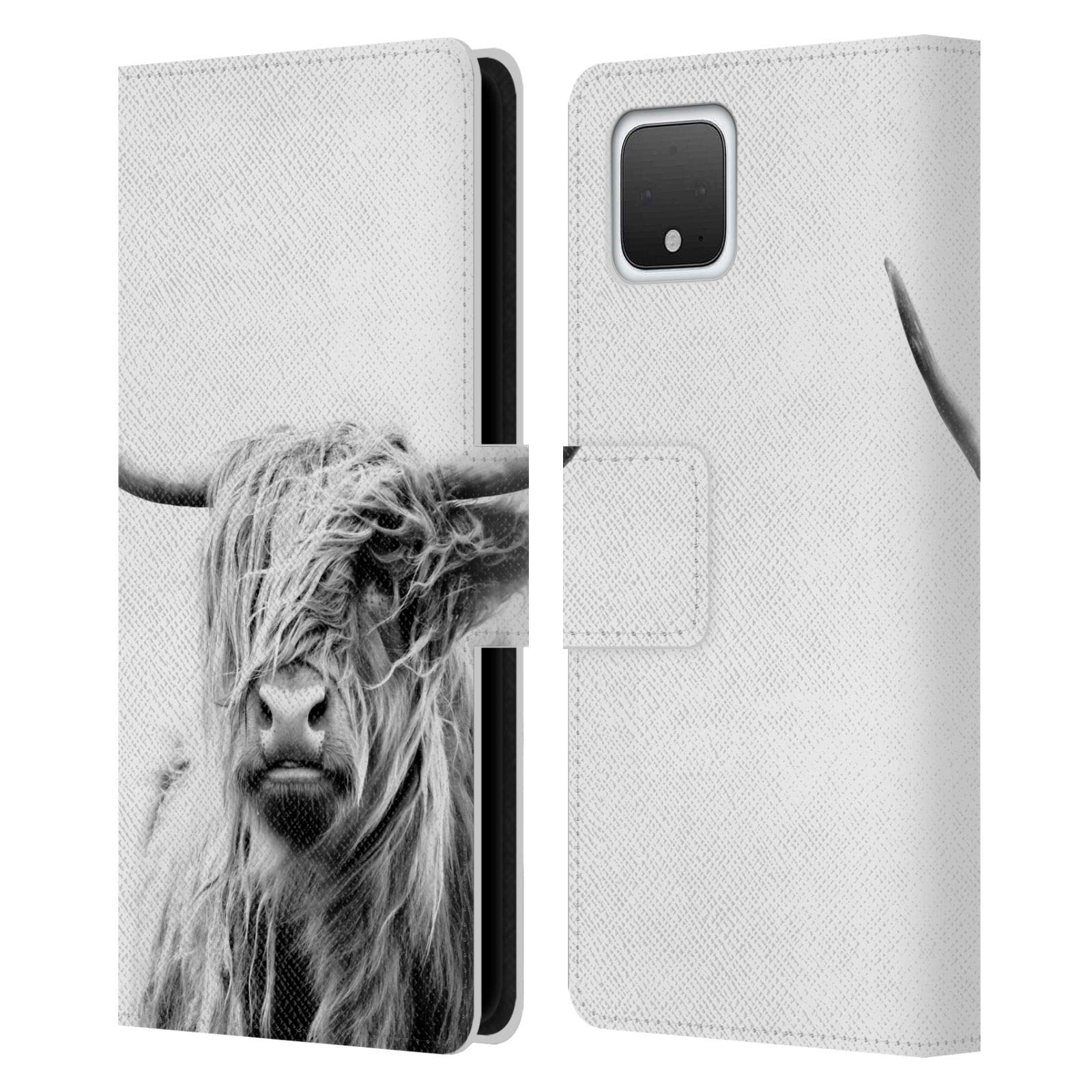 Head Case Designs Officially Licensed Dorit Fuhg Highland Cow Leather Book Wallet Case - Travel Stories Art Cover for Google Pixel 4 - Perfect for Travelers & Nature Lovers