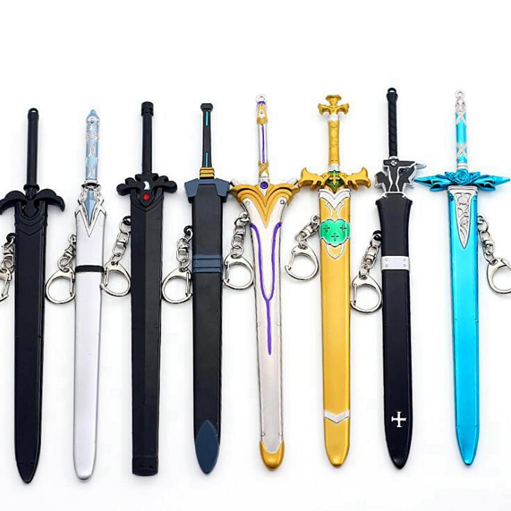 QNENG Anime Elucidator Sword Replica - Kirito Kirigaya Kazuto & Eugeo Yuuki Asuna Dark Repulsor Weapon Action Figure - Collectible Model Keychain Gift for Anime Fans, Cosplay, and Sword Enthusiasts