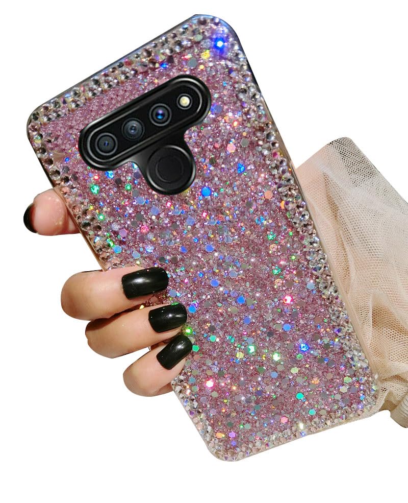 Sparkly Pink Glitter Case for LG Stylo 6 - Cute Bling Shockproof Protective Cover with Anti-Scratch Soft TPU | Perfect Gift for Women & Girls | Ideal for Everyday Use, Work, School & Travel