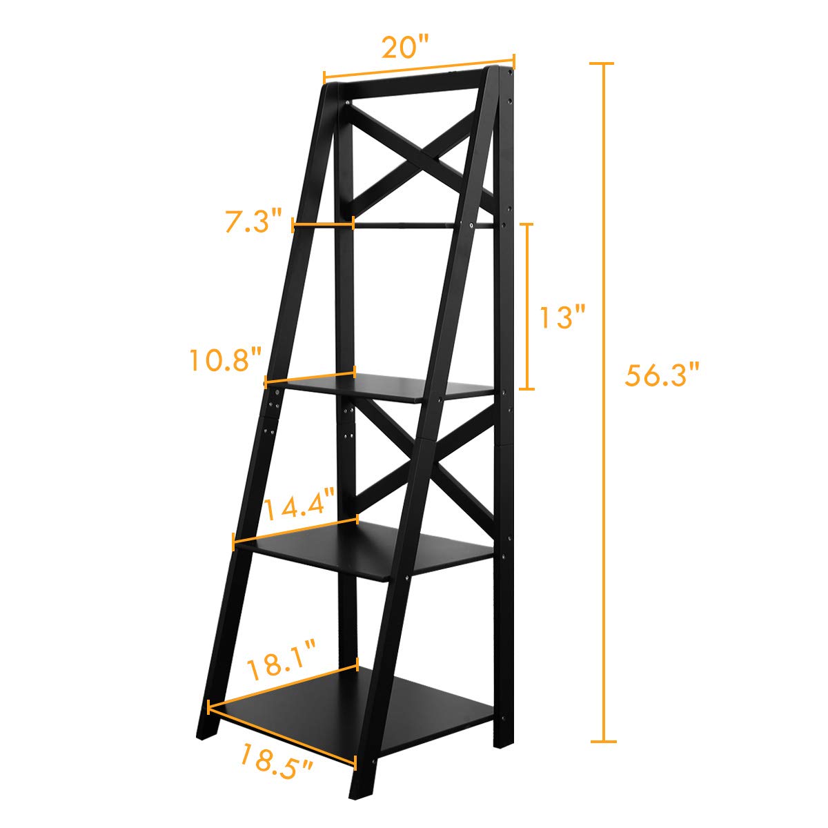 Tangkula 4-Tier Ladder Shelf Bookcase Set of 2 - Free Standing Wooden Leaning Bookshelf for Home & Office - Storage Shelf for Books, Plants, Flowers & Decor - Perfect for Living Room, Bedroom & Workspace Organization