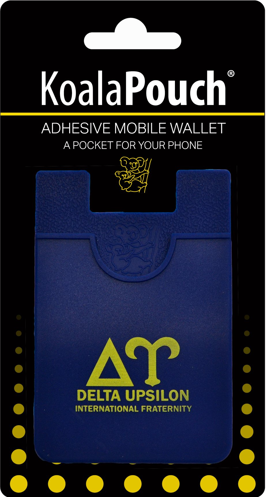 Delta Upsilon Koala Pouch - Adhesive Cell Phone Wallet with Card Holder - Slim Sticky Phone Pocket for iPhone, Samsung & Smartphones - Perfect for Gym, Travel & Everyday Use