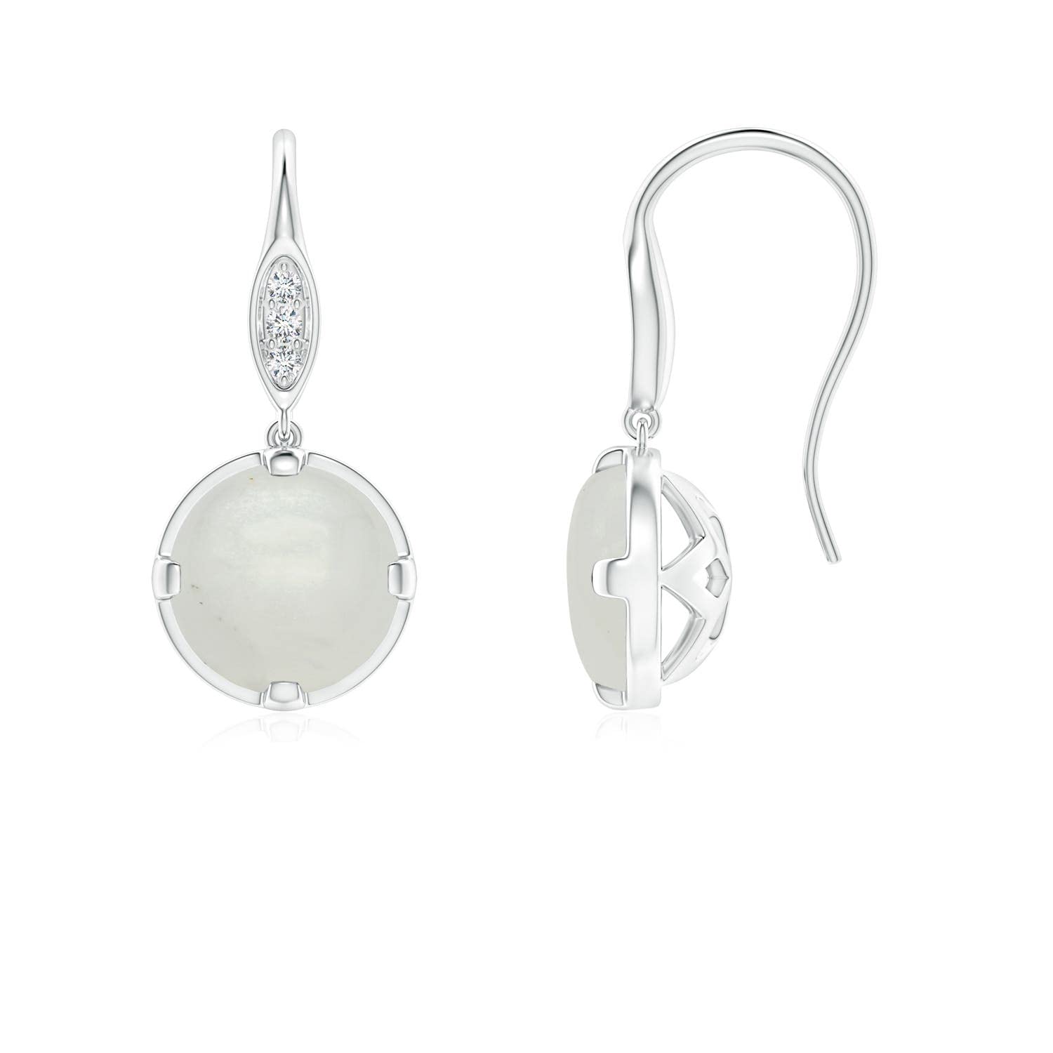 ANGARA Natural Moonstone Dangle Earrings for Women - Sterling Silver (Grade-A, 6mm Gemstone) | June Birthstone Jewelry Gift for Her | Birthday, Wedding, Anniversary Present | Perfect for Formal Events & Everyday Wear