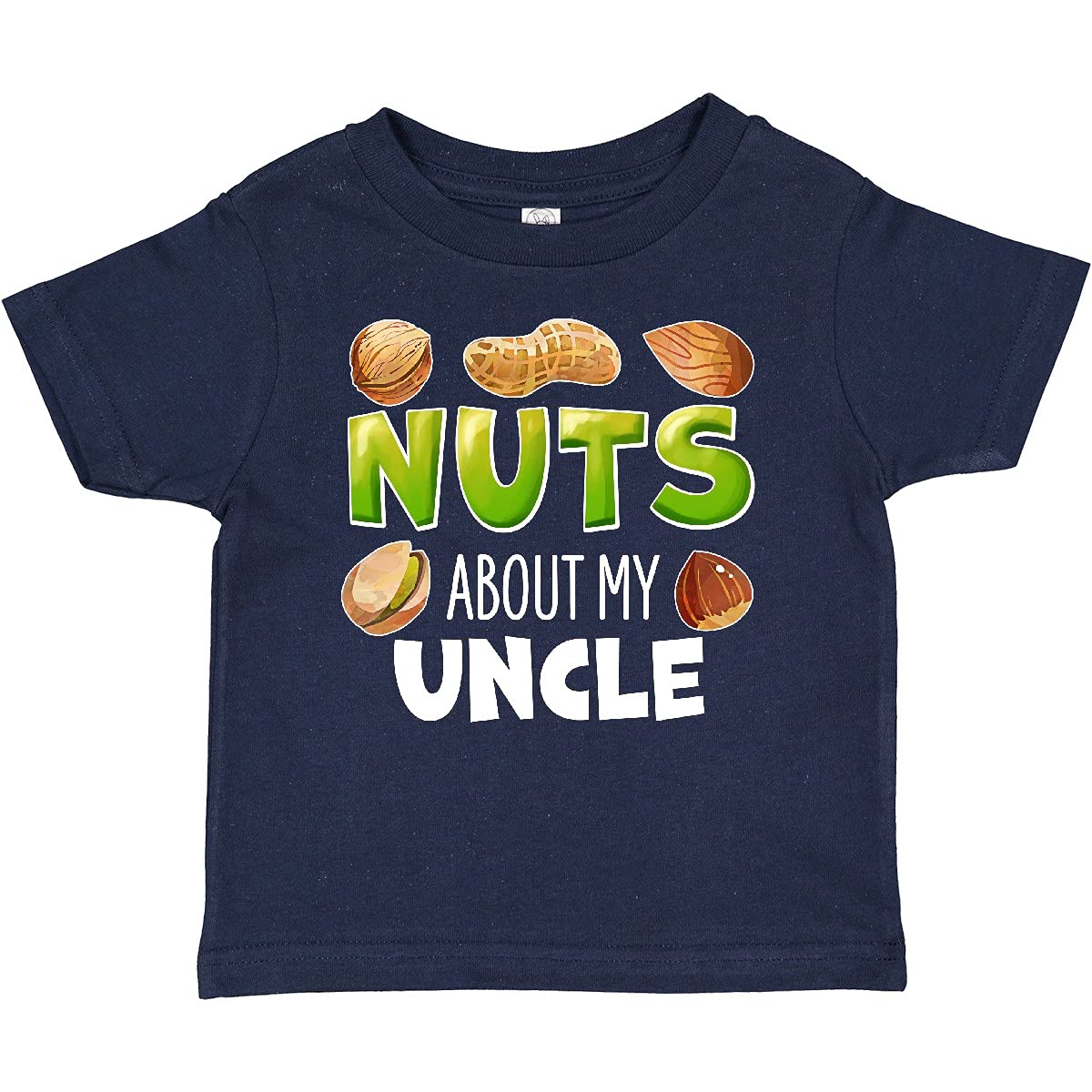 Inktastic Nuts About My Uncle Peanut Almond Pistachio Baby T-Shirt - Cute Funny Uncle Gift for Infants & Toddlers - Perfect for Family Reunions, Birthdays & Photo Shoots