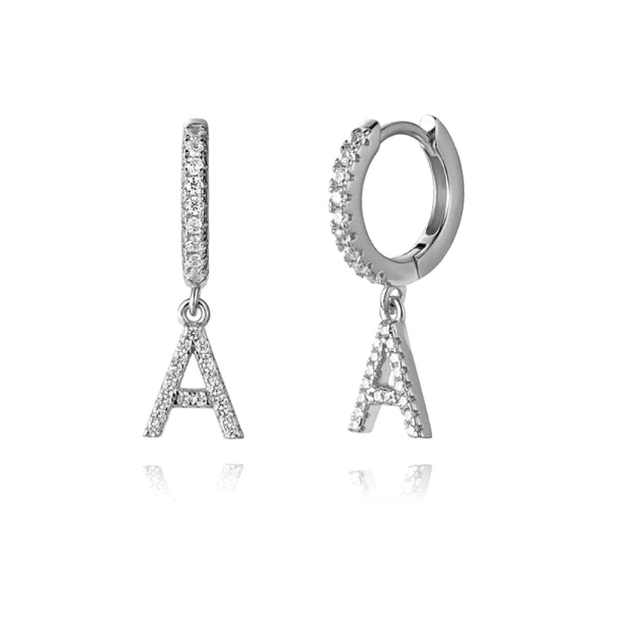 Gold Rainbow Hoop Dangling Letter Initial Earrings for Women & Girls - Small Diamond Huggie Hoop Earrings with Pave Setting & Real Diamonds - Perfect Jewelry Gifts for Birthdays, Anniversaries & Special Occasions