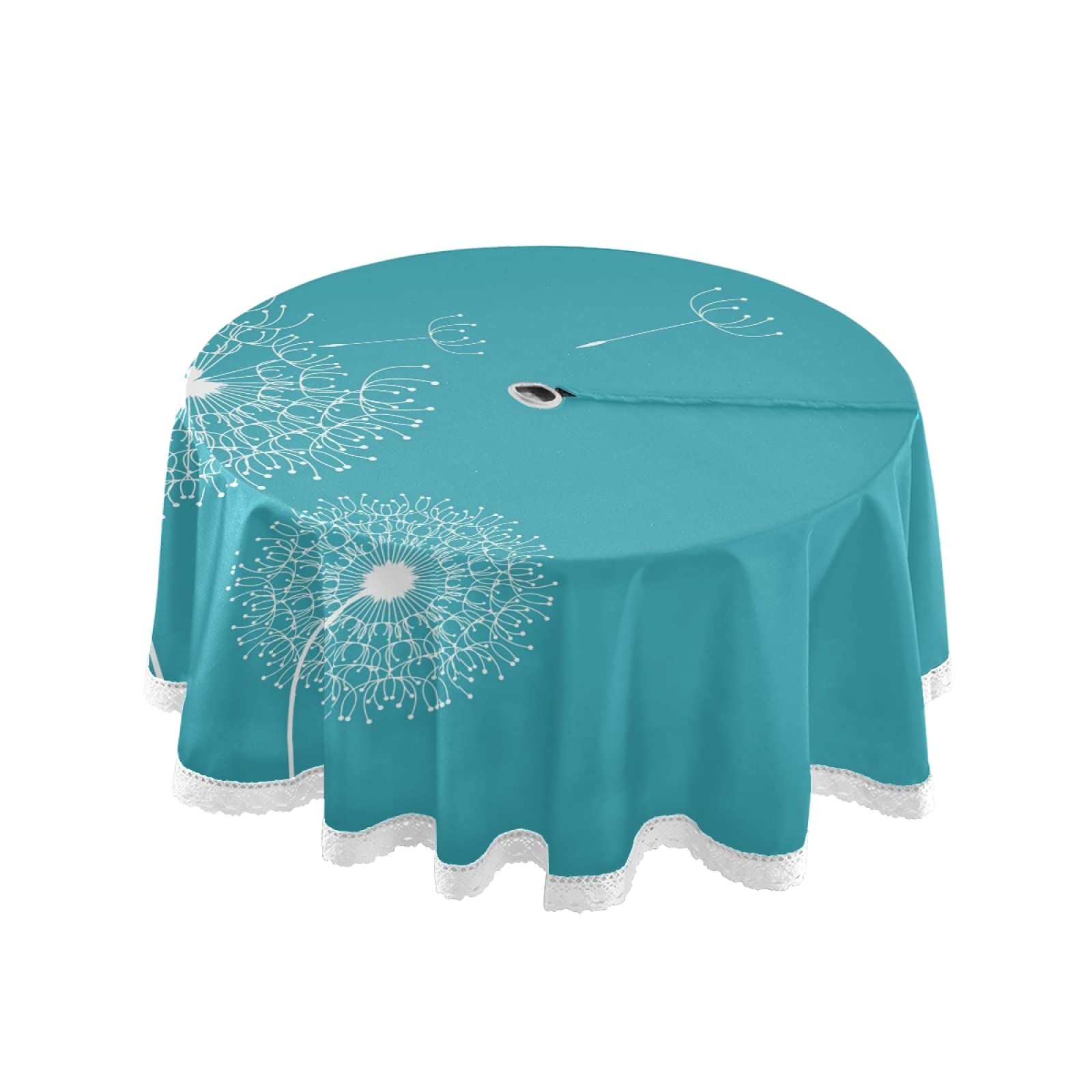 Waterproof Stain-Resistant Polyester Round Tablecloth with Umbrella Hole & Zipper - Spill-Proof Outdoor Dining Cover for Patio, Picnic, Garden Party & Kitchen Decor (60