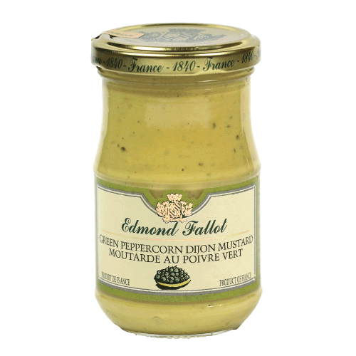 Edmond Fallot Green Peppercorn Dijon Mustard - Premium French Gourmet Mustard for Sandwiches, Salads & Charcuterie Boards