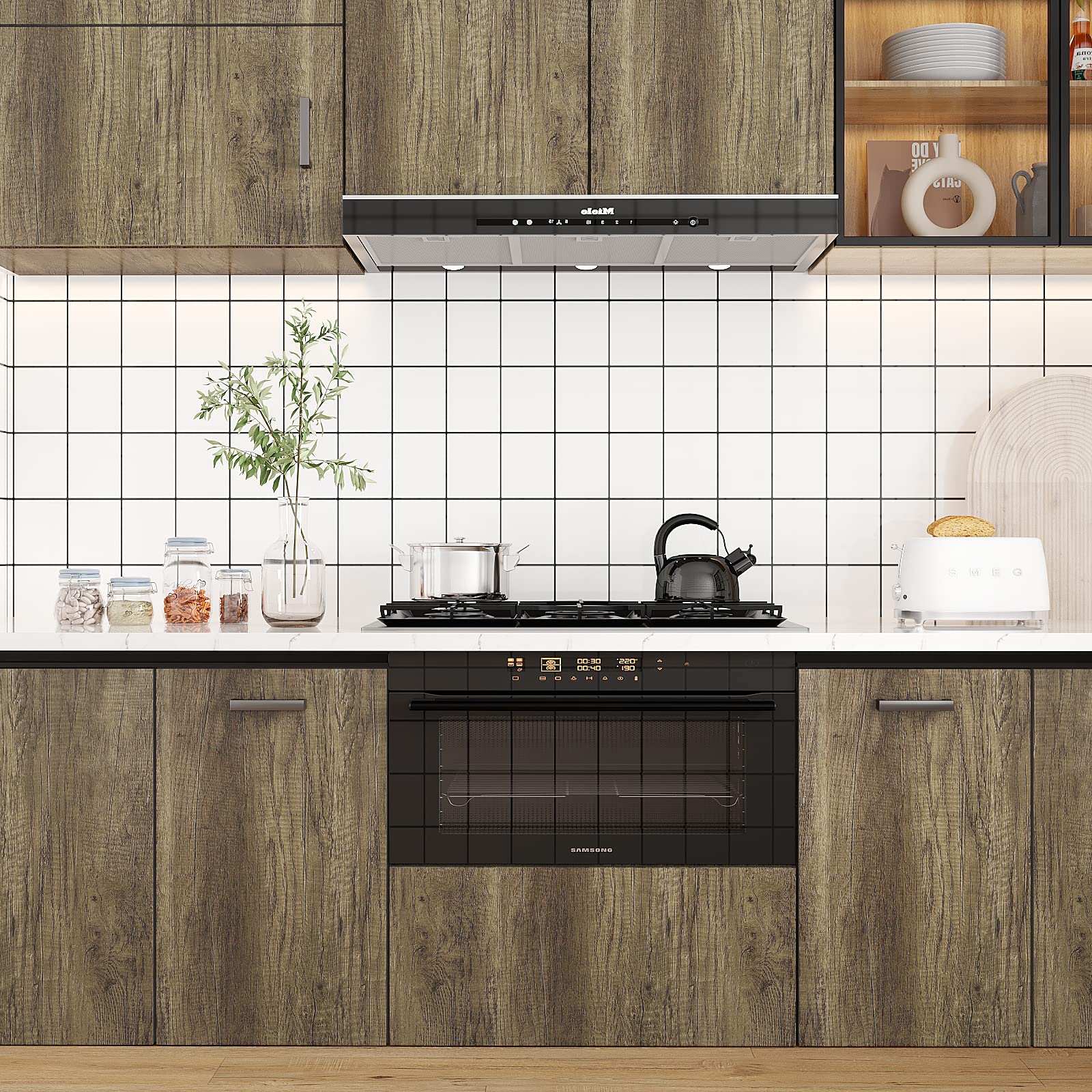 VEELIKE Light Brown Wood Wallpaper Peel and Stick - 15.7''x118'' Rustic Wood Plank Contact Paper, Self-Adhesive Waterproof Removable Wood Grain Vinyl Wrap for Cabinets, Furniture, Desk, Walls - Perfect for Home Office, Kitchen Backsplash, DIY Projects & Room Makeovers