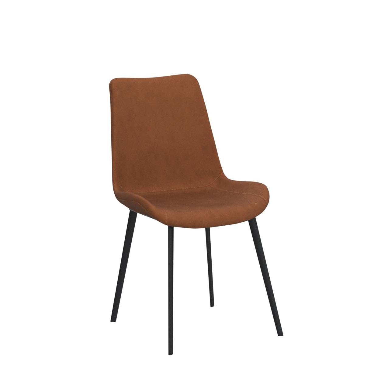 Modern Upholstered Faux Leather Dining Chairs Set of 4 - Sturdy Metal Legs & Comfortable Cushion Seats for Kitchen, Dining Room, Restaurant, or Home Office (Brown)